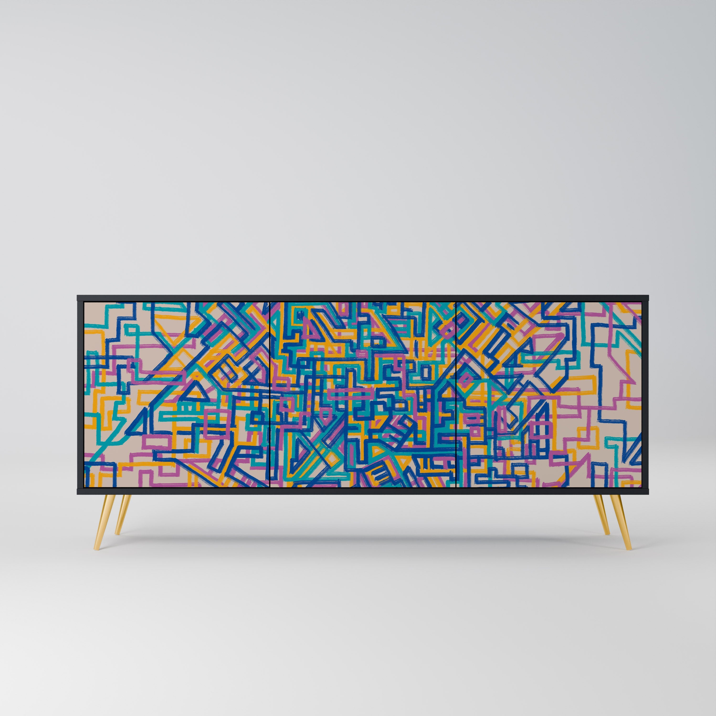 Buffet 3 portes MEMORIES MAP en finition noire