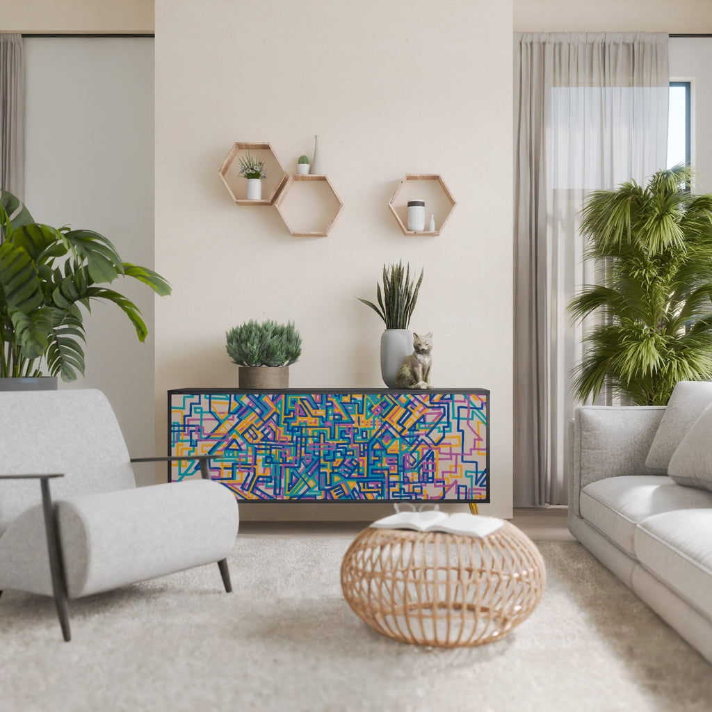 Buffet 3 portes MEMORIES MAP en finition noire