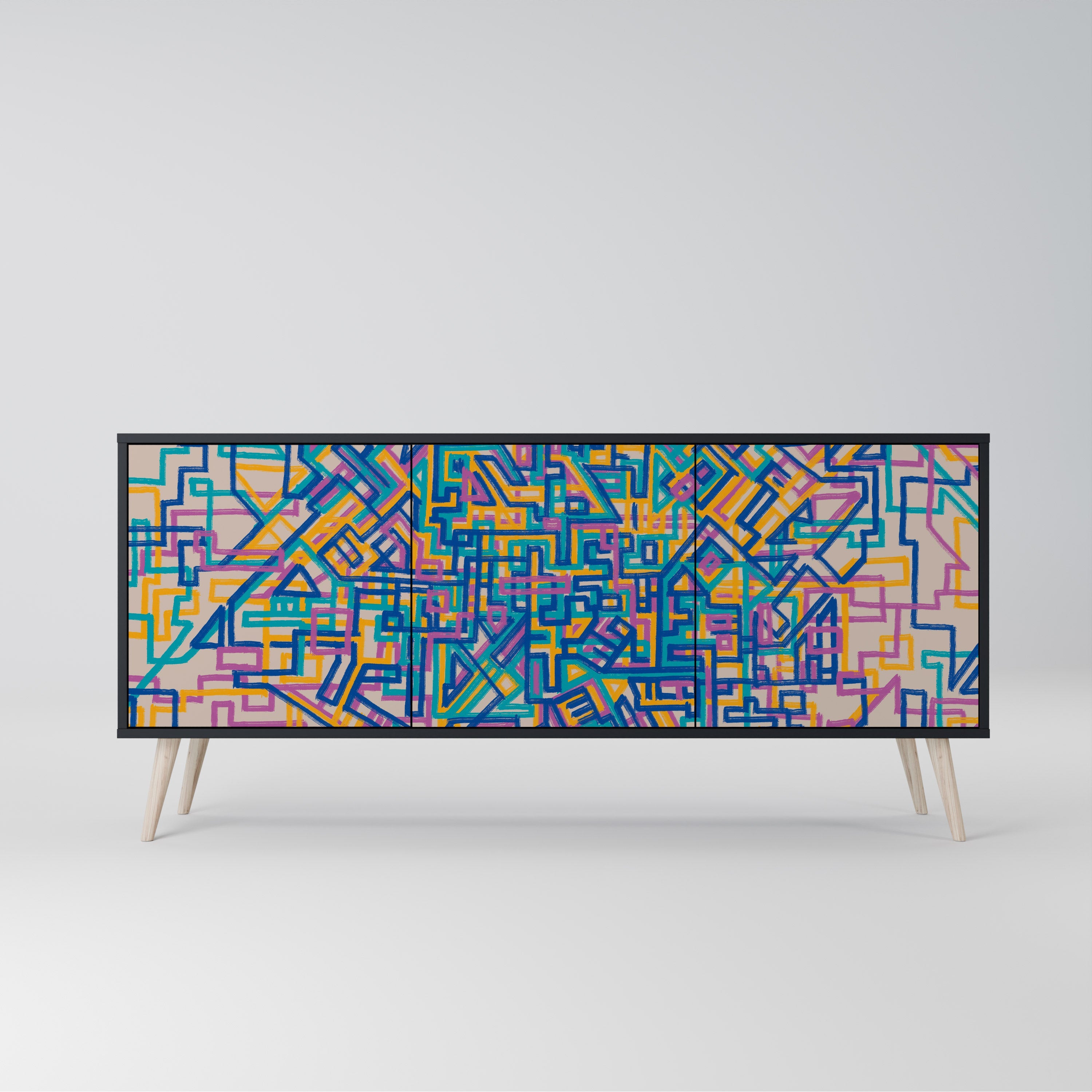 Buffet 3 portes MEMORIES MAP en finition noire