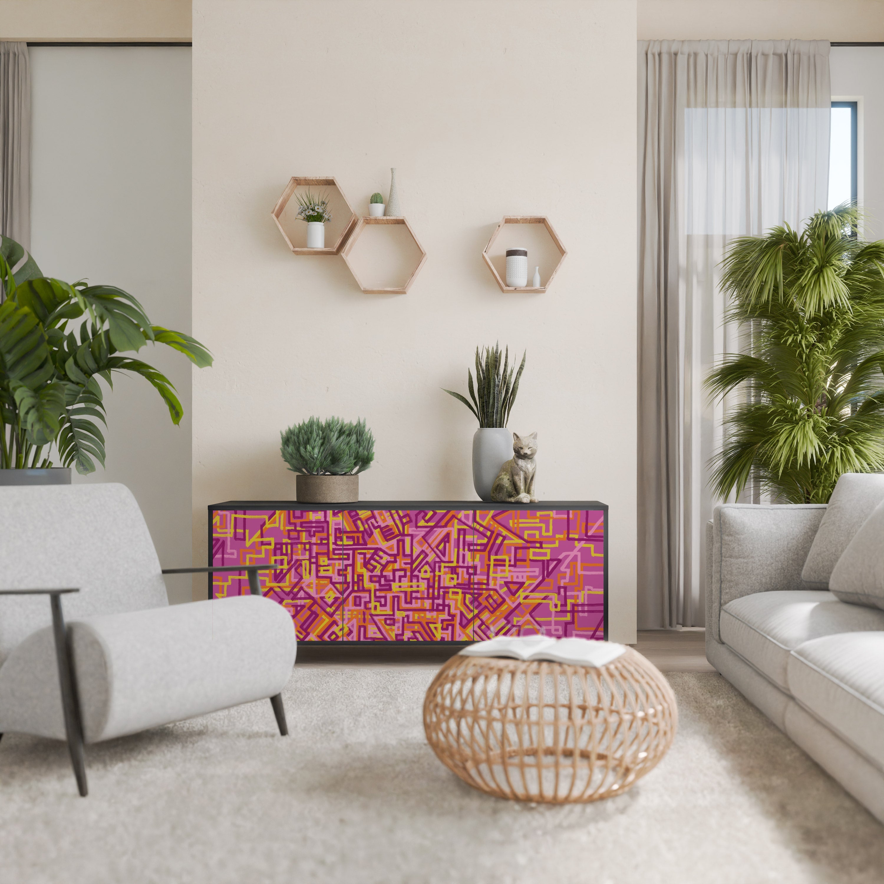 Buffet 3 portes LOVELY MEMORIES en finition noire