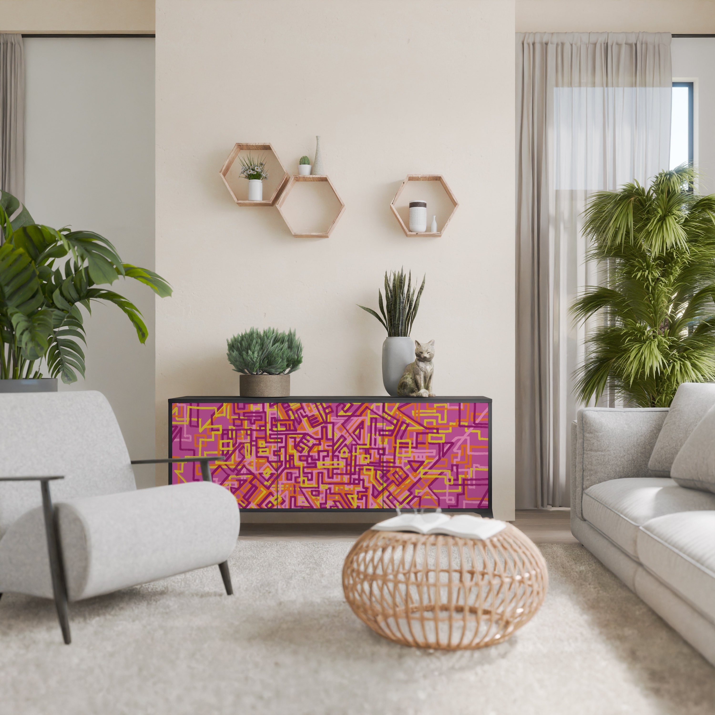 Buffet 3 portes LOVELY MEMORIES en finition noire