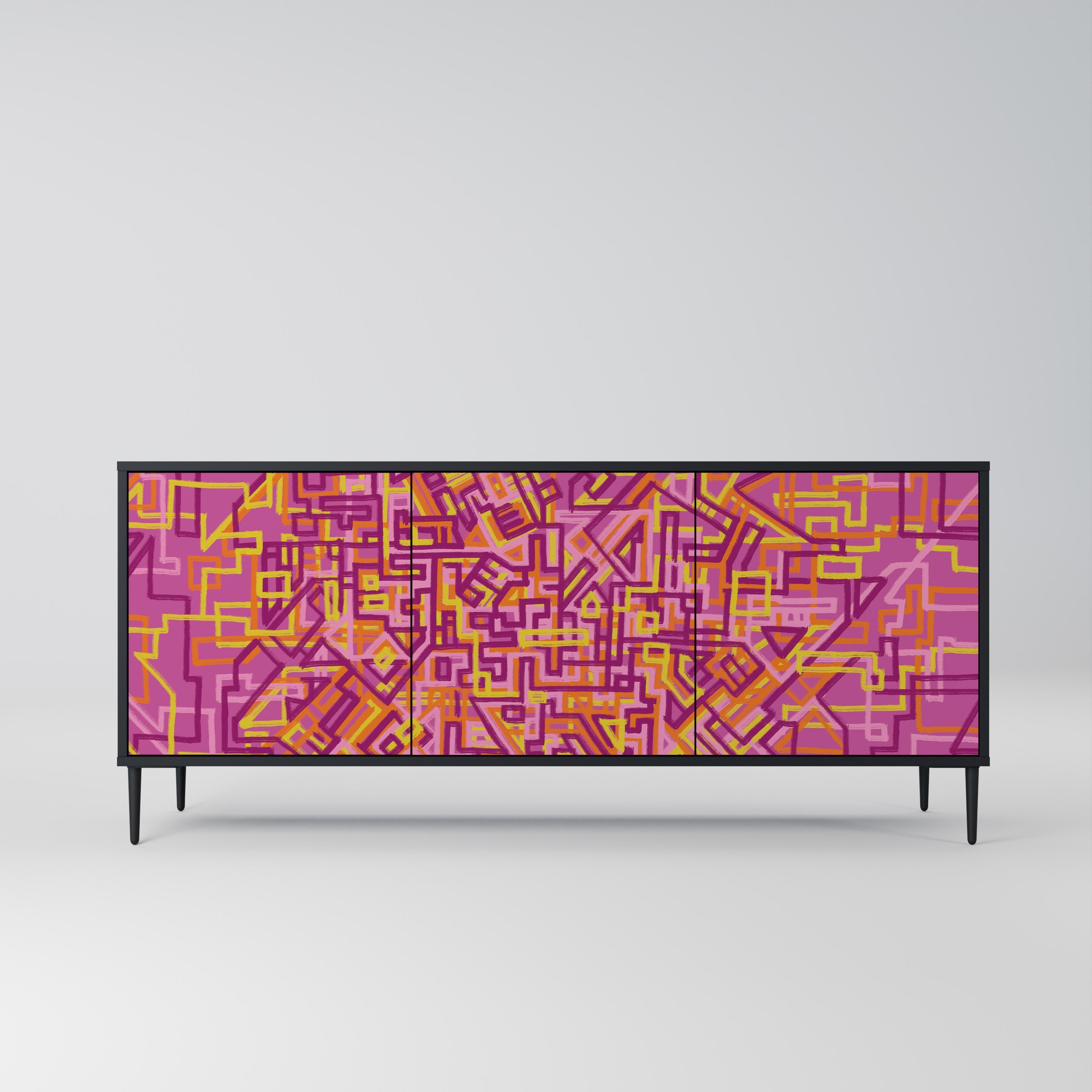 Buffet 3 portes LOVELY MEMORIES en finition noire