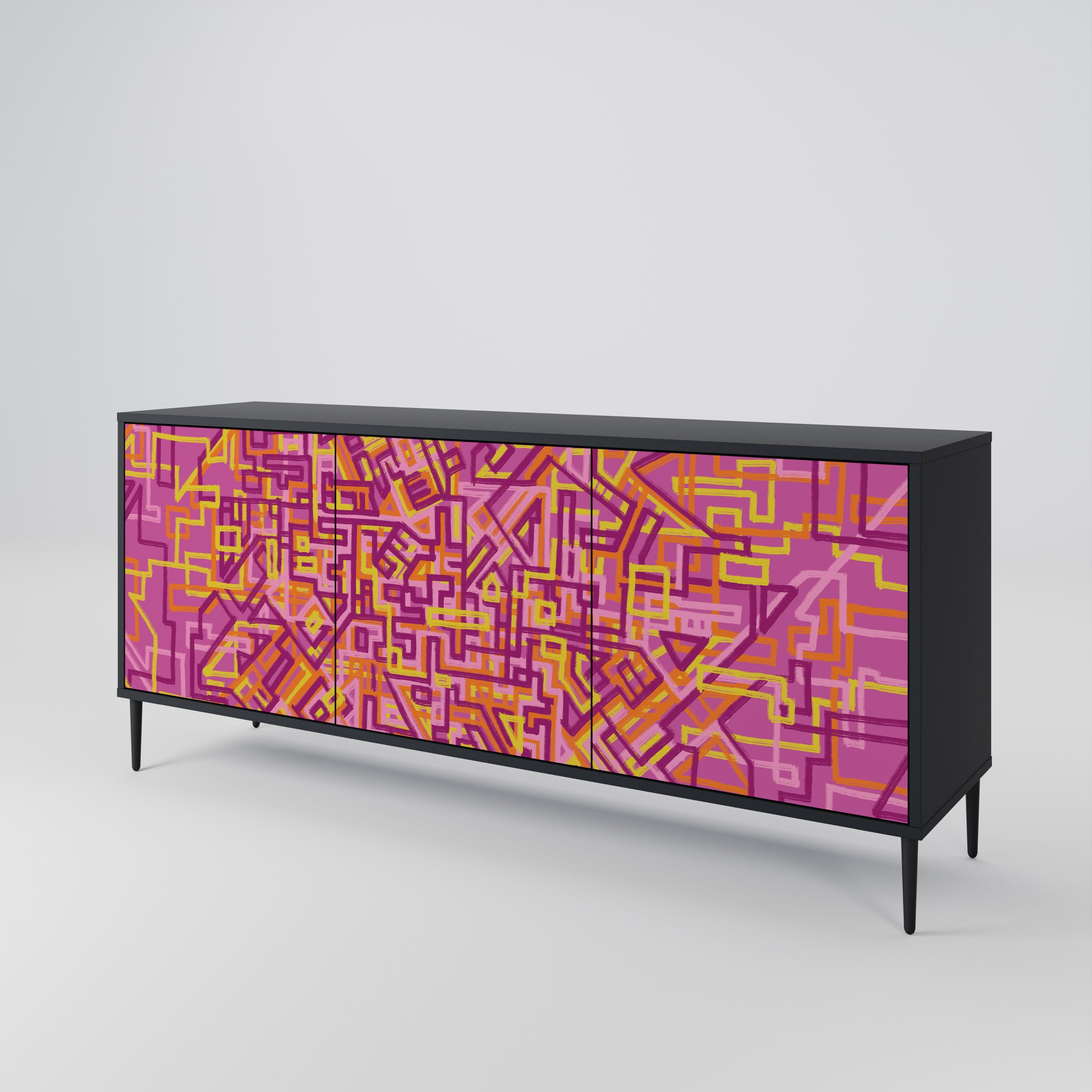 Buffet 3 portes LOVELY MEMORIES en finition noire