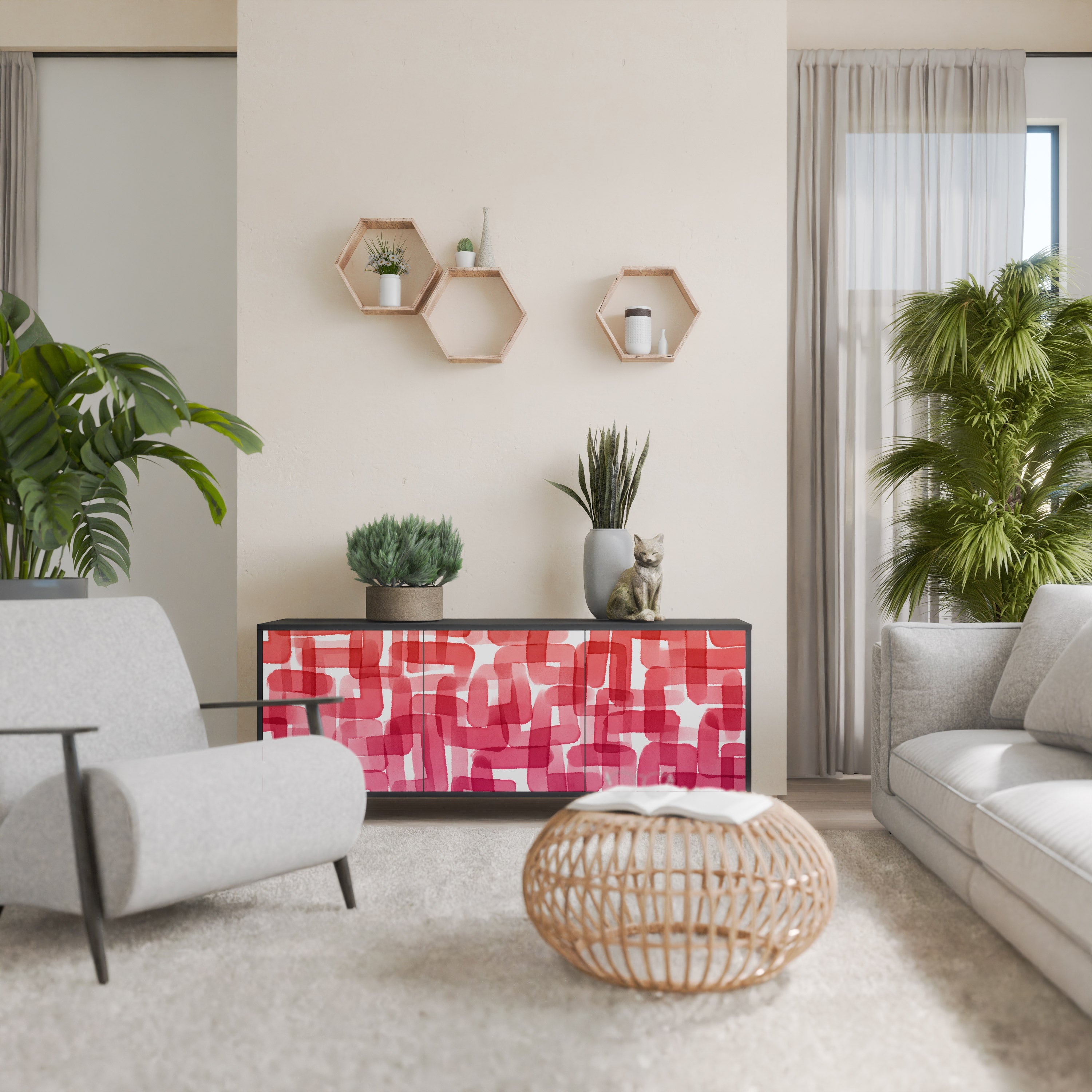 Buffet 3 portes KALEIDOSCOPIC CUBISM en finition noire