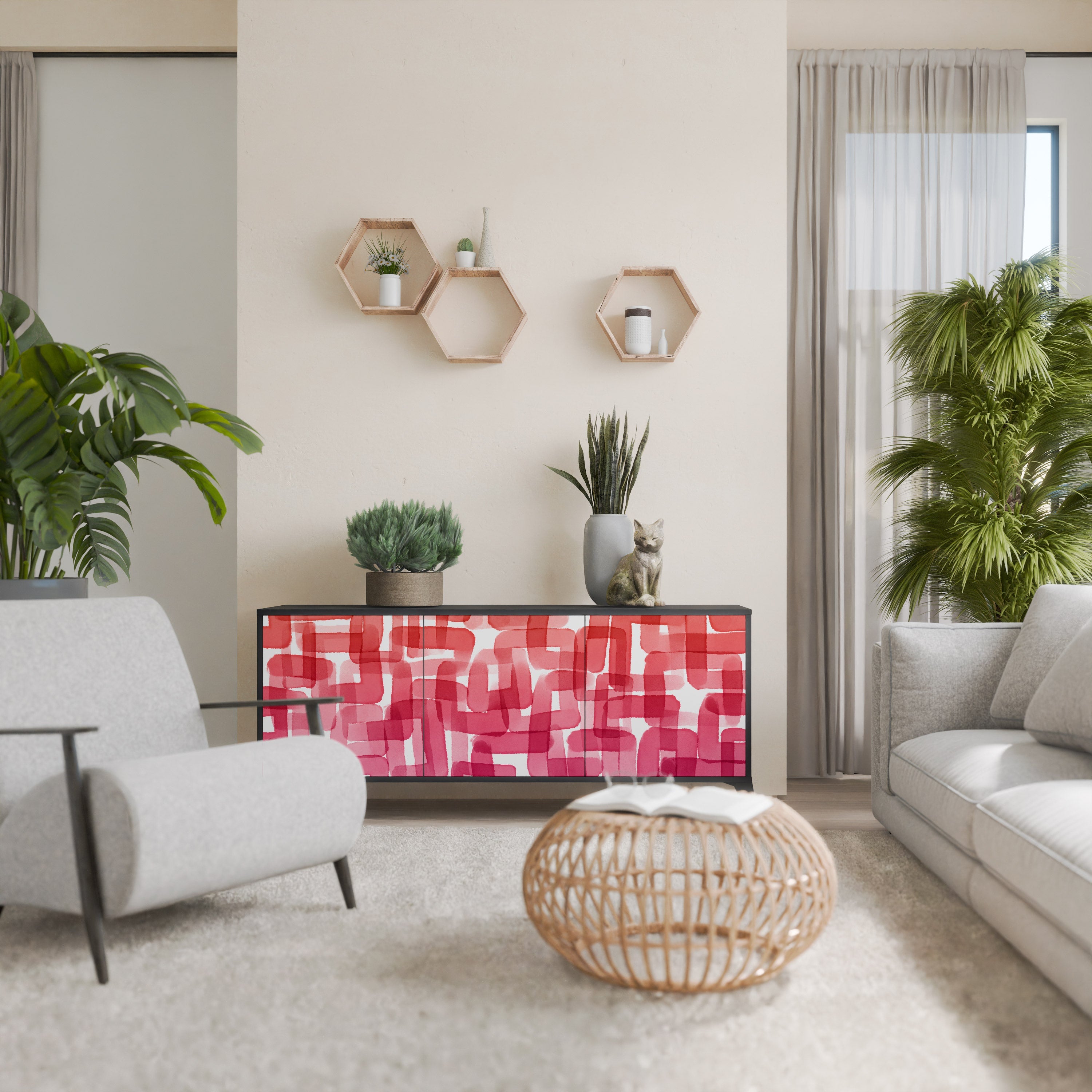 Buffet 3 portes KALEIDOSCOPIC CUBISM en finition noire