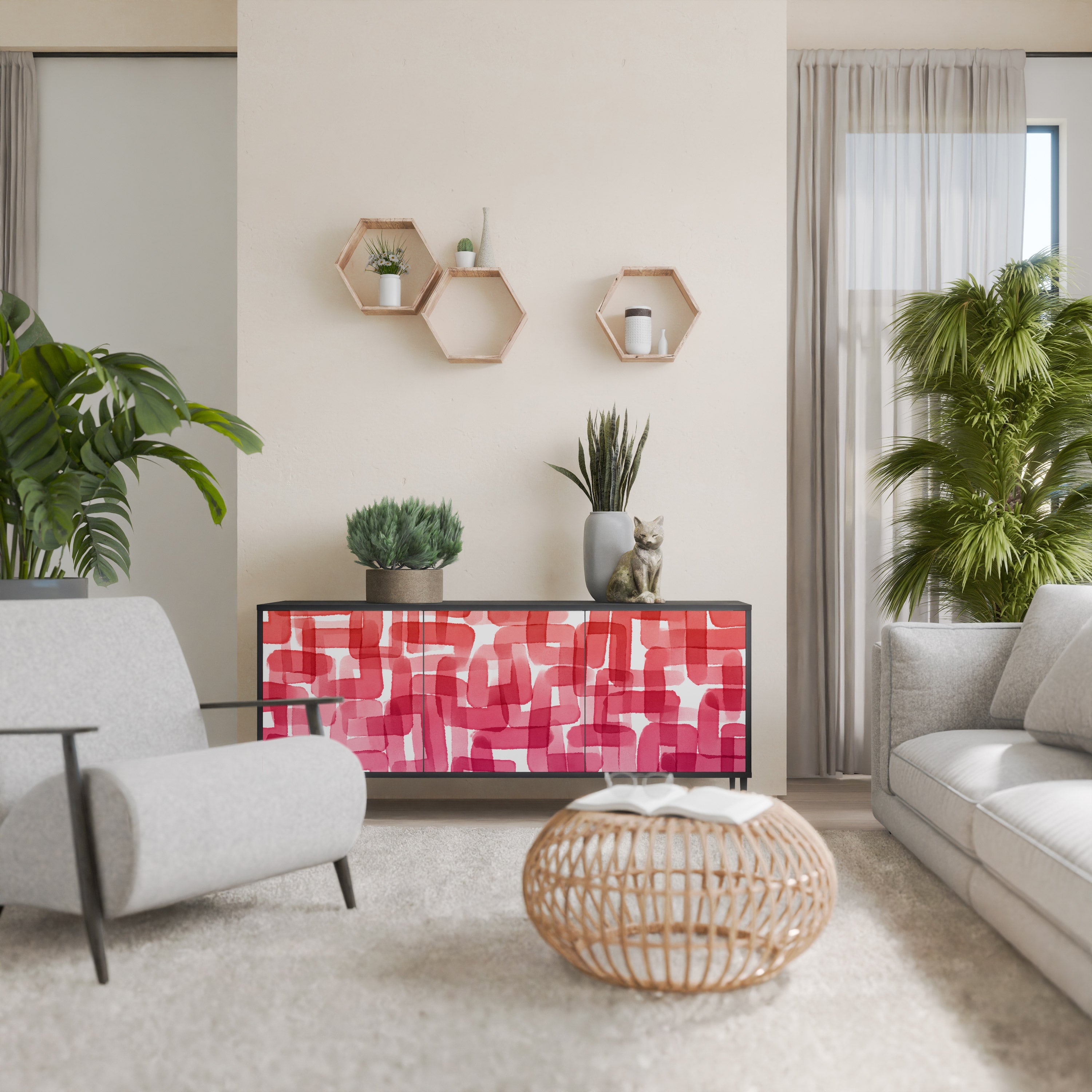 Buffet 3 portes KALEIDOSCOPIC CUBISM en finition noire