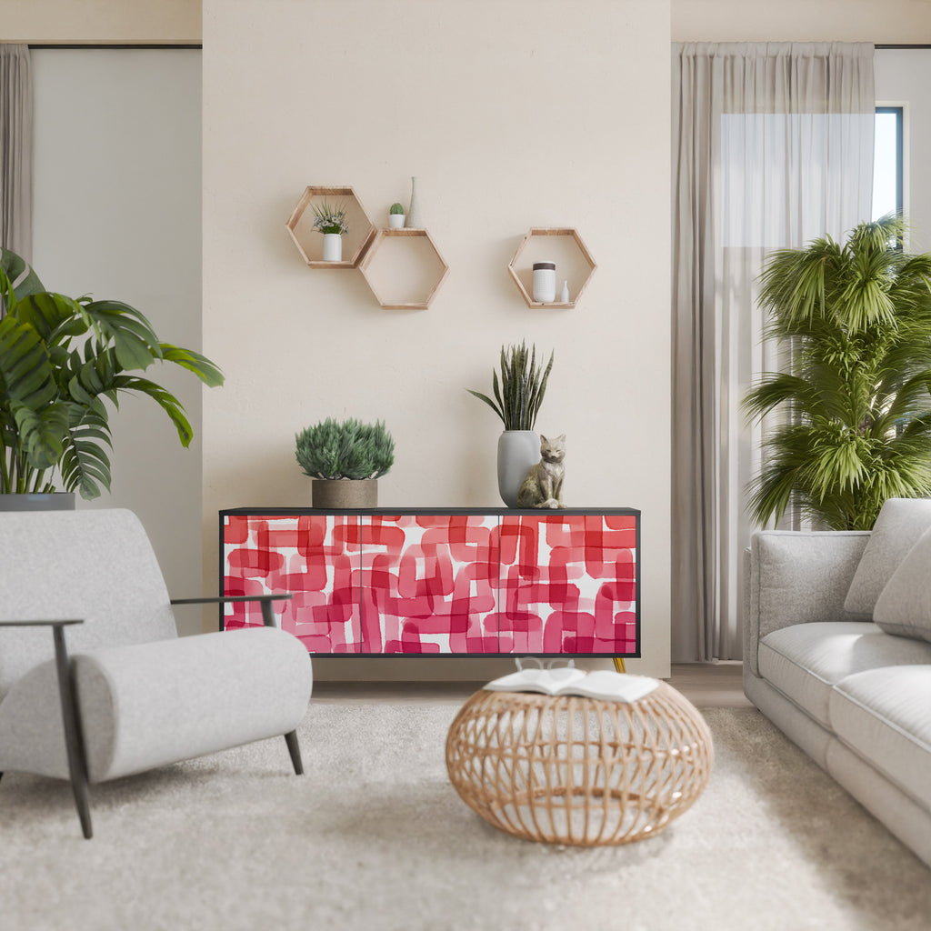 Buffet 3 portes KALEIDOSCOPIC CUBISM en finition noire