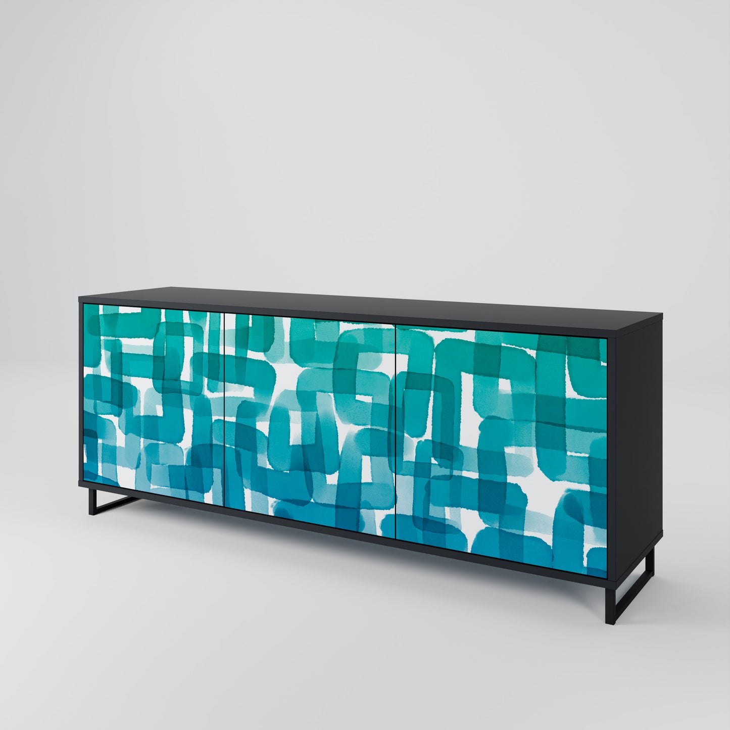 TURQUOISE RECTANGLES 3-Door Sideboard