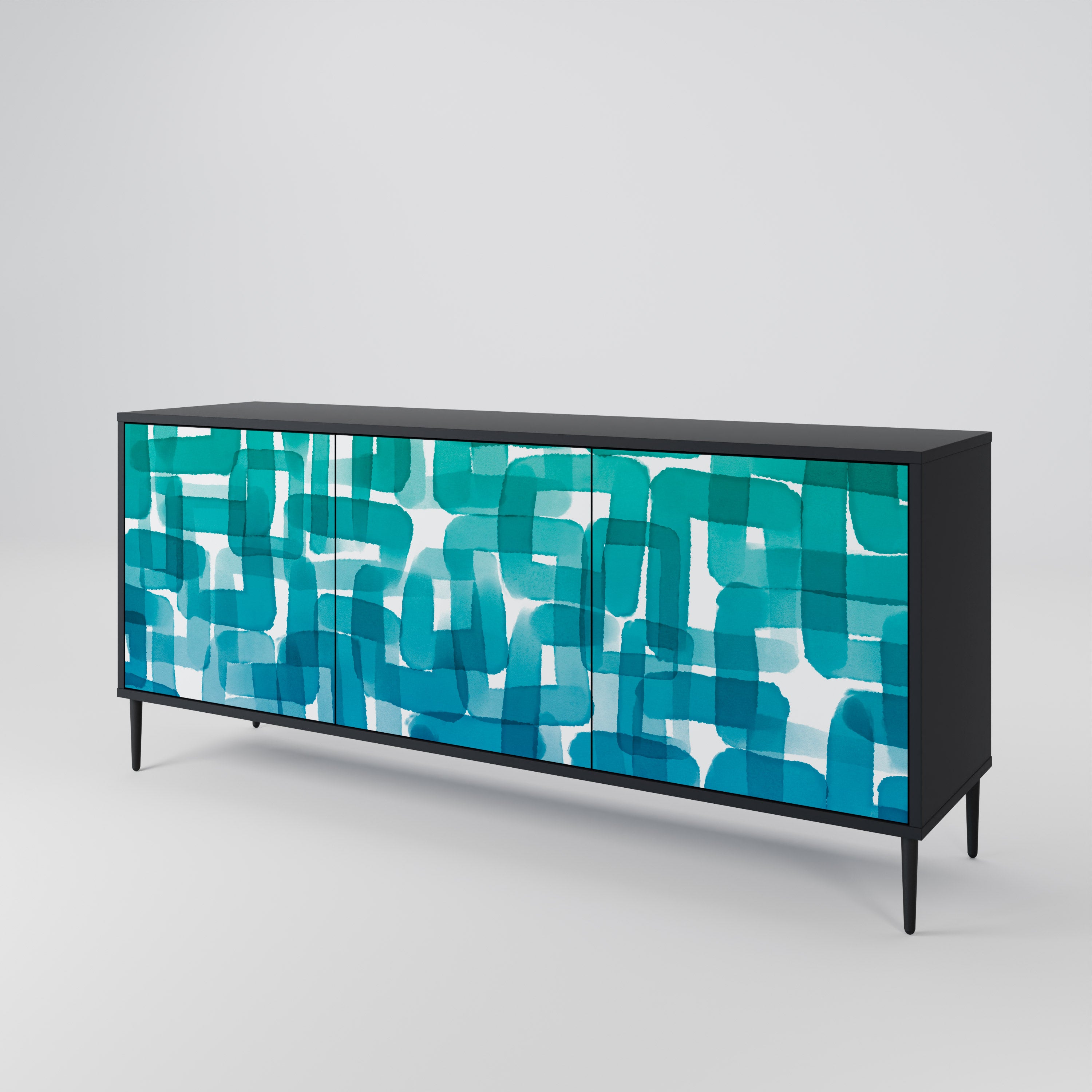 TURQUOISE RECTANGLES 3-Door Sideboard