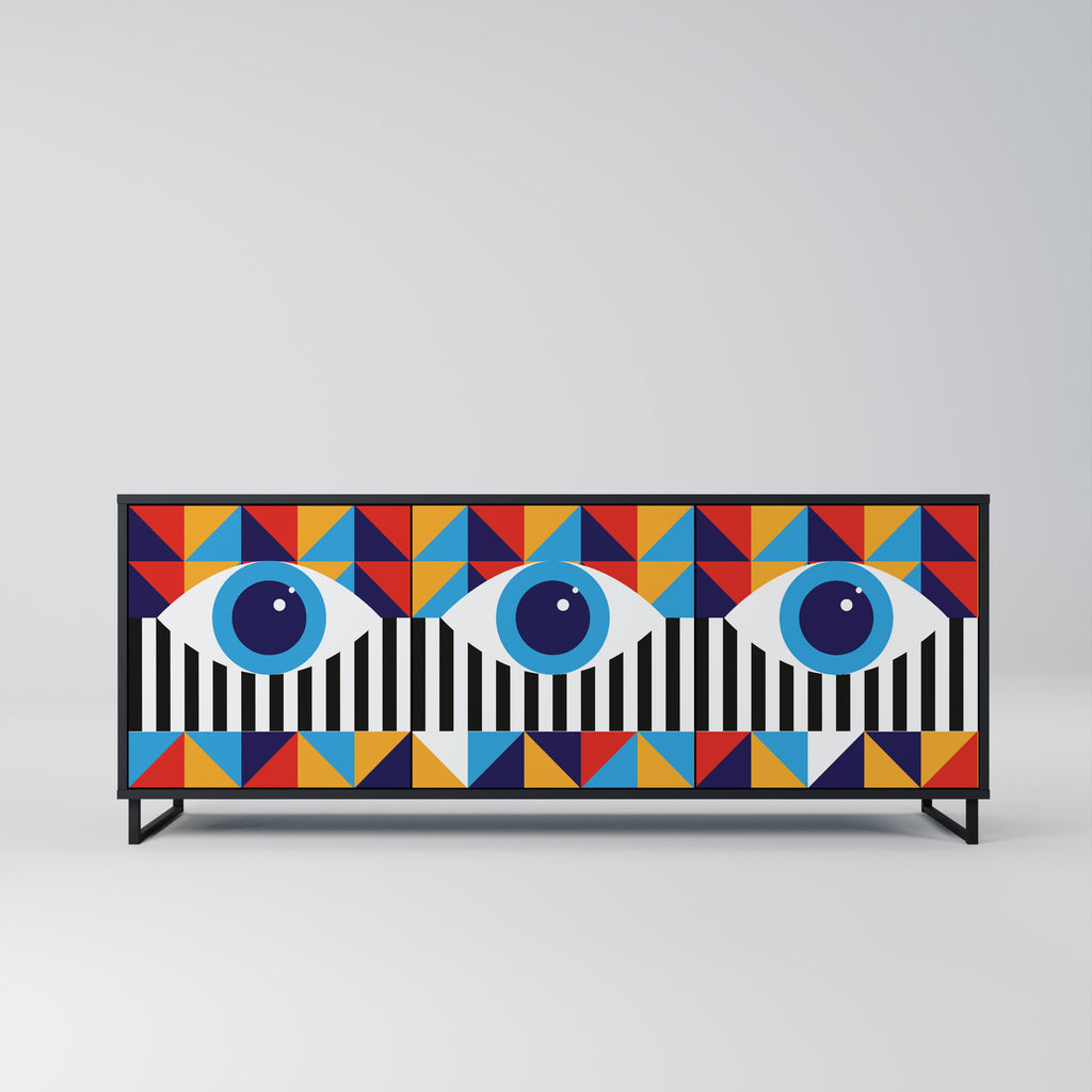 Buffet 3 portes ABSTRACTION ET GÉOMÉTRIE en finition noire