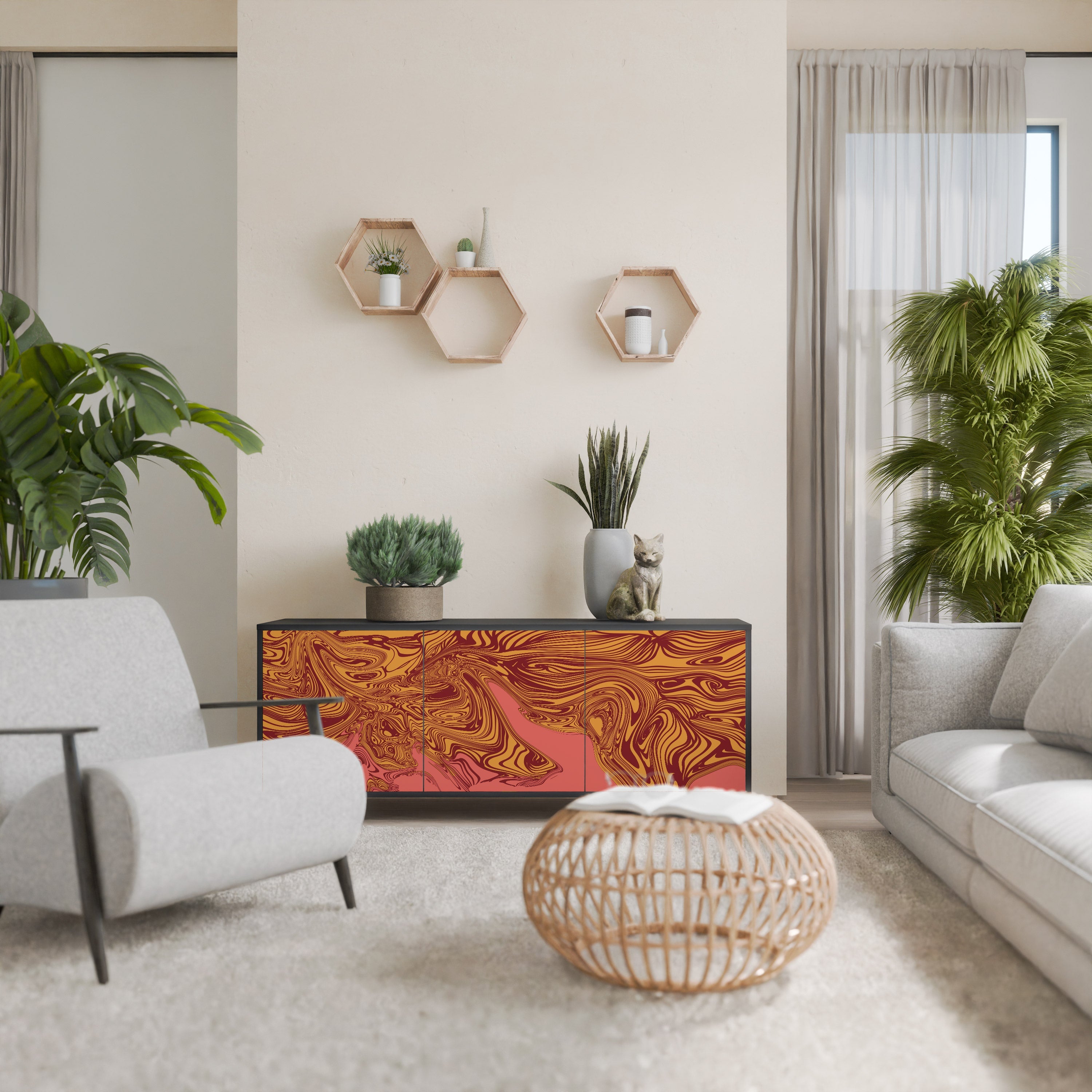 Buffet 3 portes FLOATING THOUGHTS en finition noire