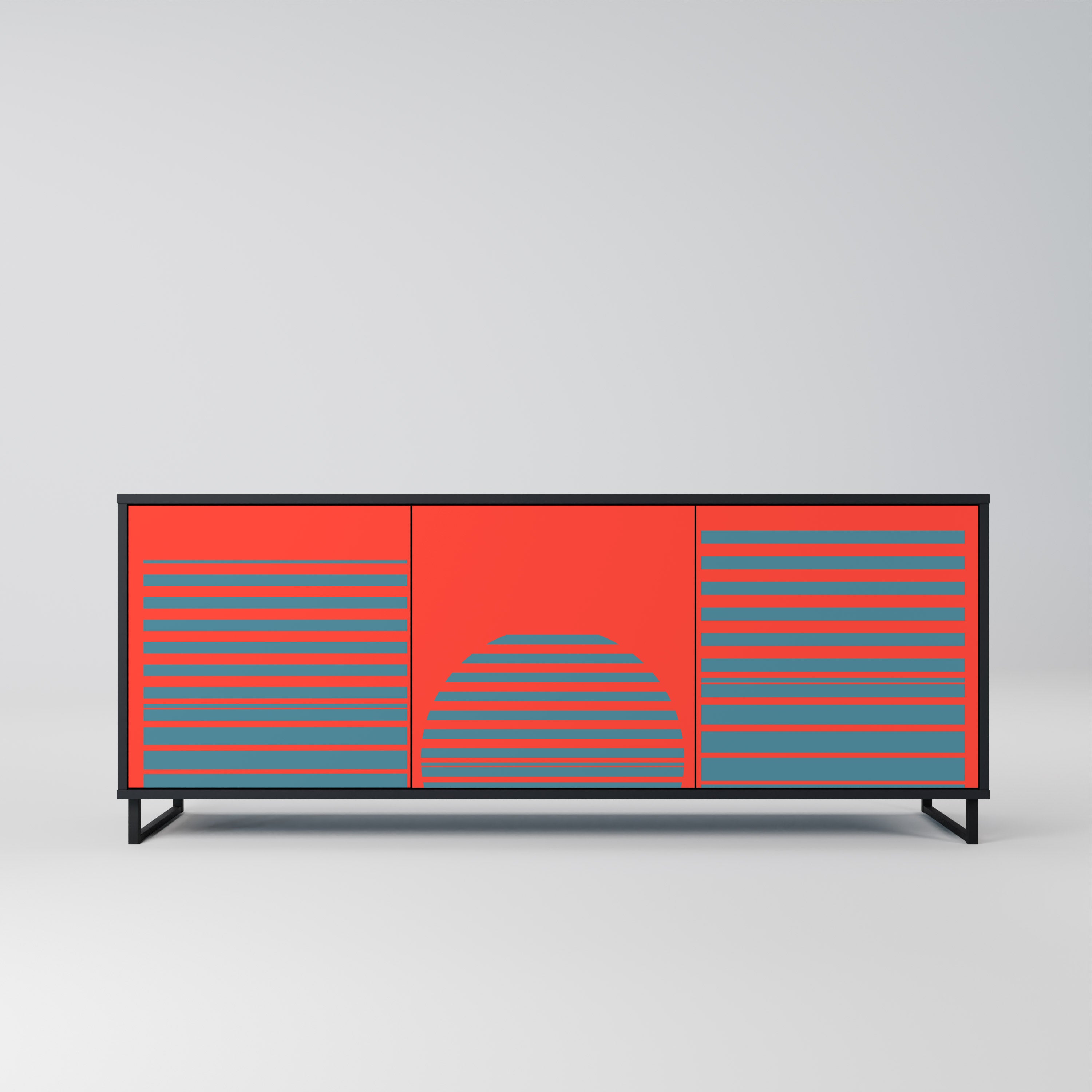 Buffet 3 portes RISING GEOMETRY STARS en finition noire