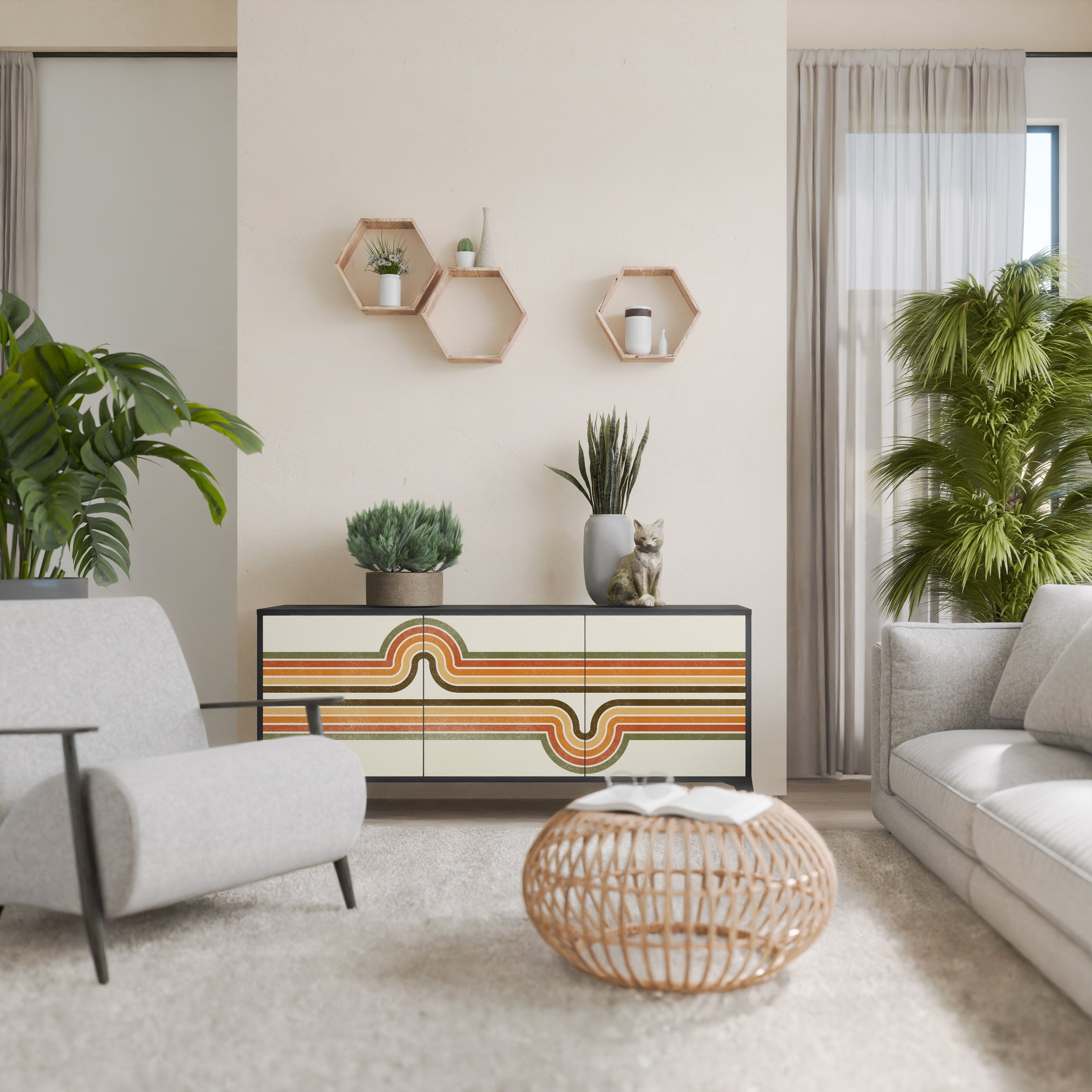 Buffet 3 portes STREAM EXCEPTIONNEL en finition noire