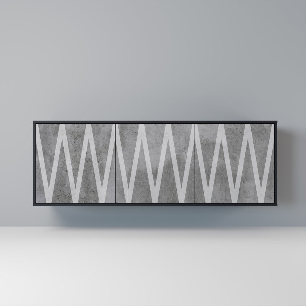 Buffet 3 portes SOLID ZIG ZAG finition noire