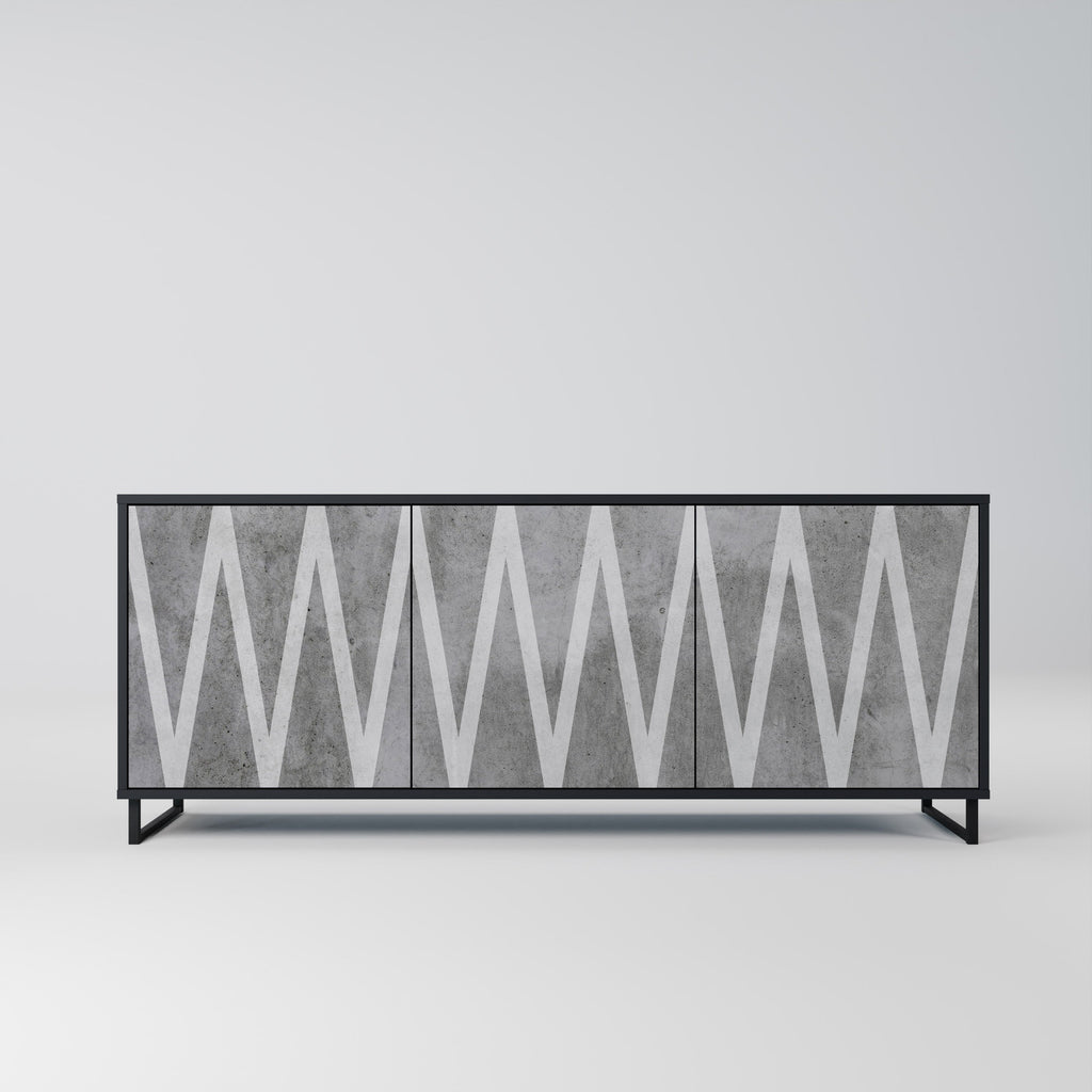 Buffet 3 portes SOLID ZIG ZAG finition noire