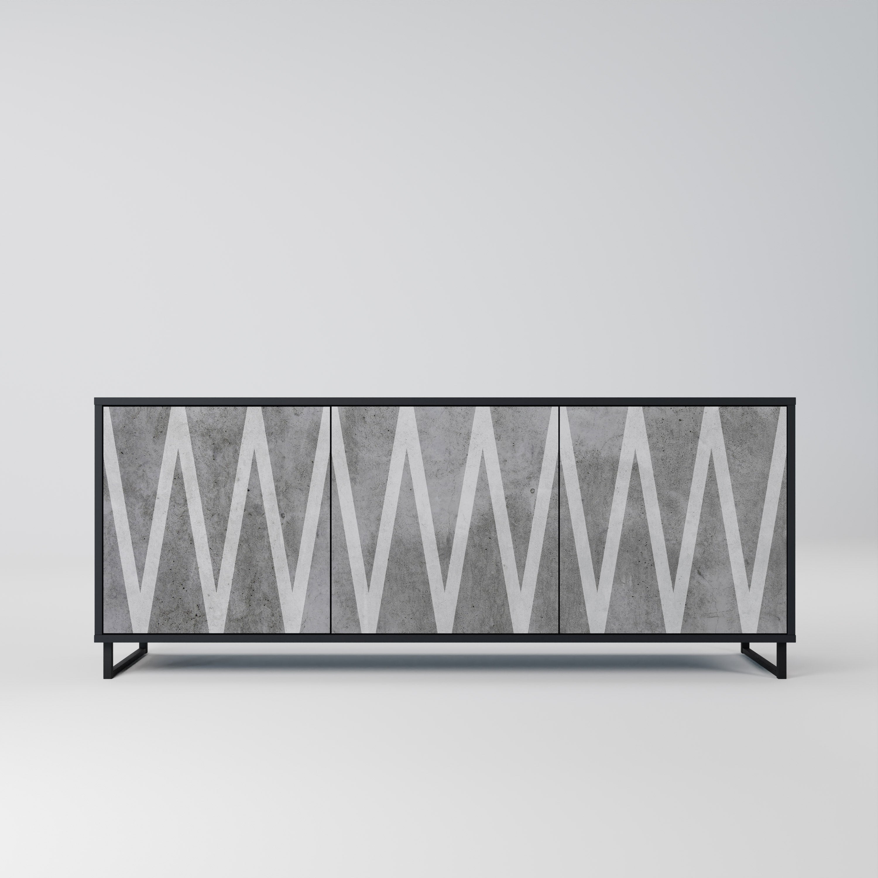 Buffet 3 portes SOLID ZIG ZAG finition noire