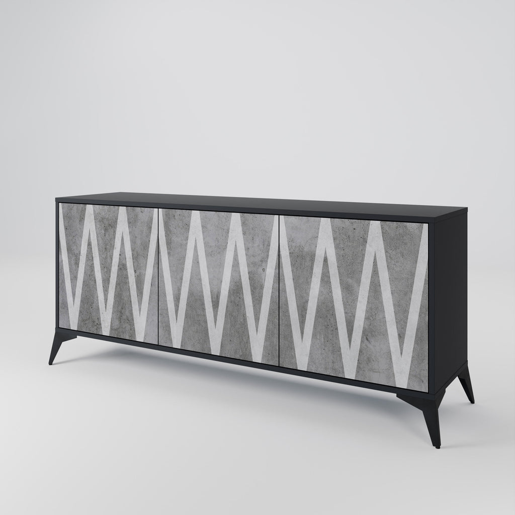 Buffet 3 portes SOLID ZIG ZAG finition noire