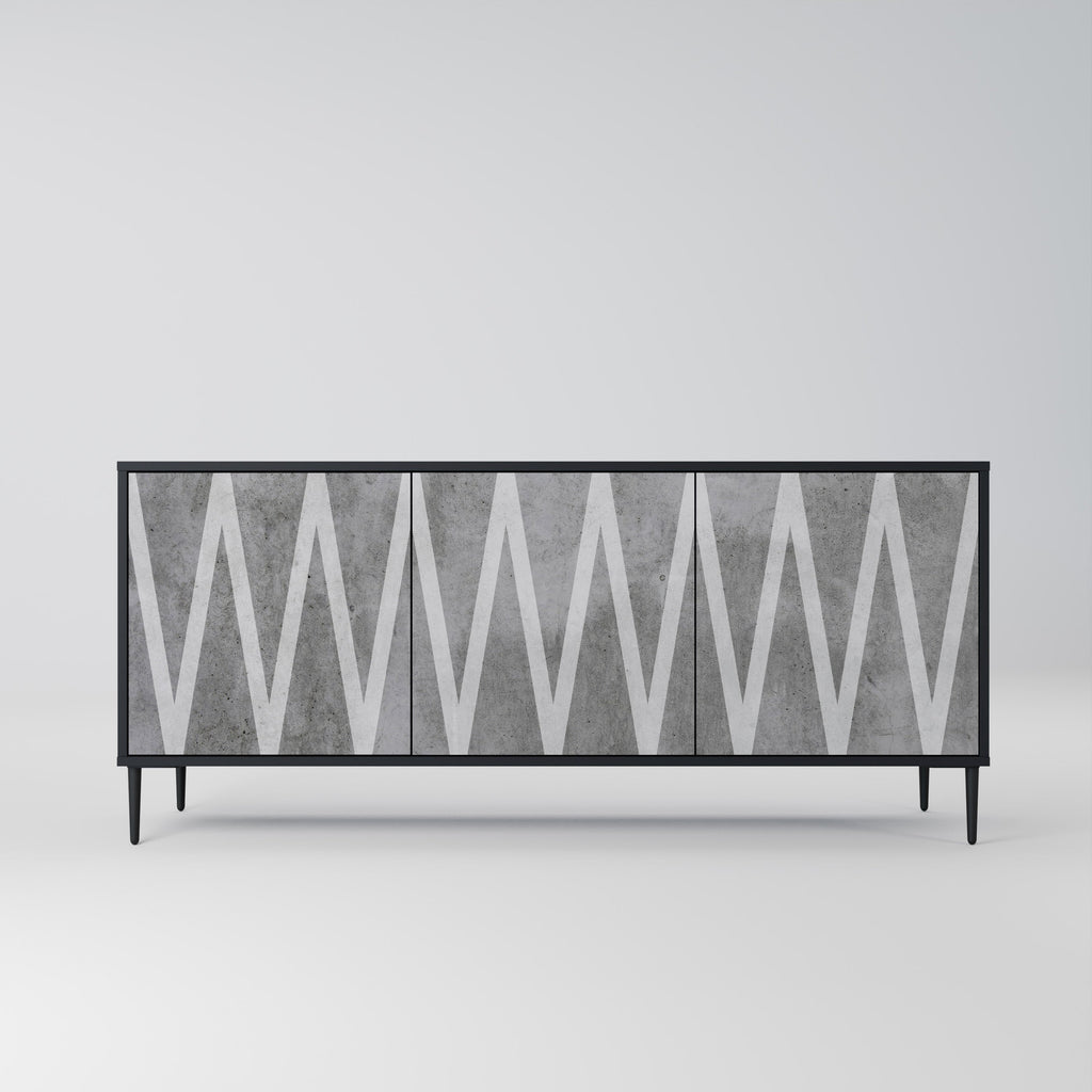 Buffet 3 portes SOLID ZIG ZAG finition noire