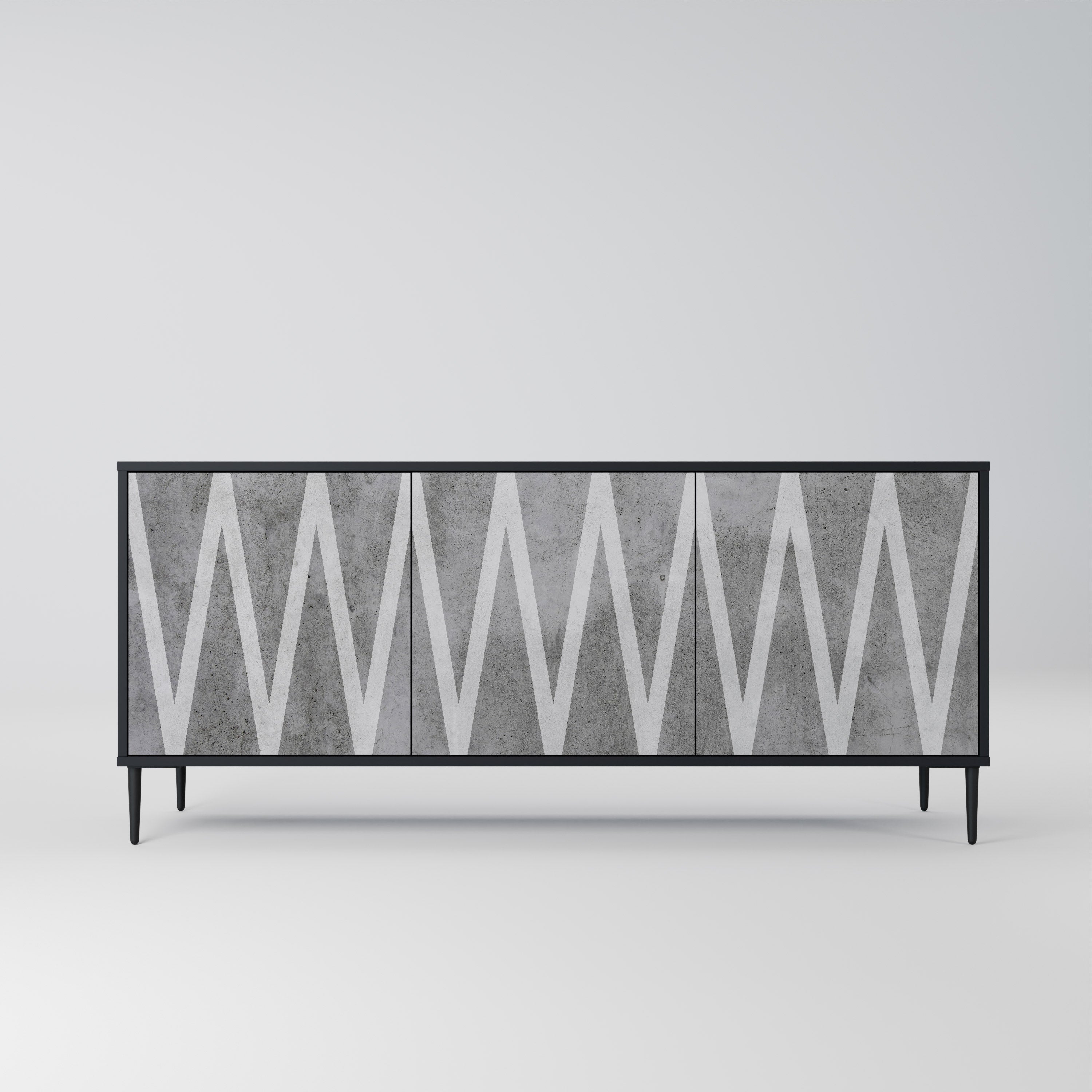 Buffet 3 portes SOLID ZIG ZAG finition noire