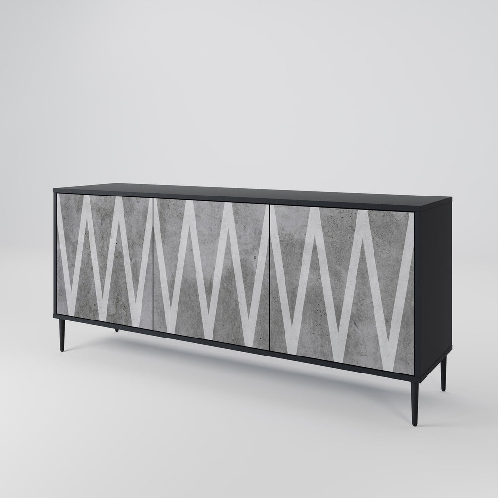Buffet 3 portes SOLID ZIG ZAG finition noire