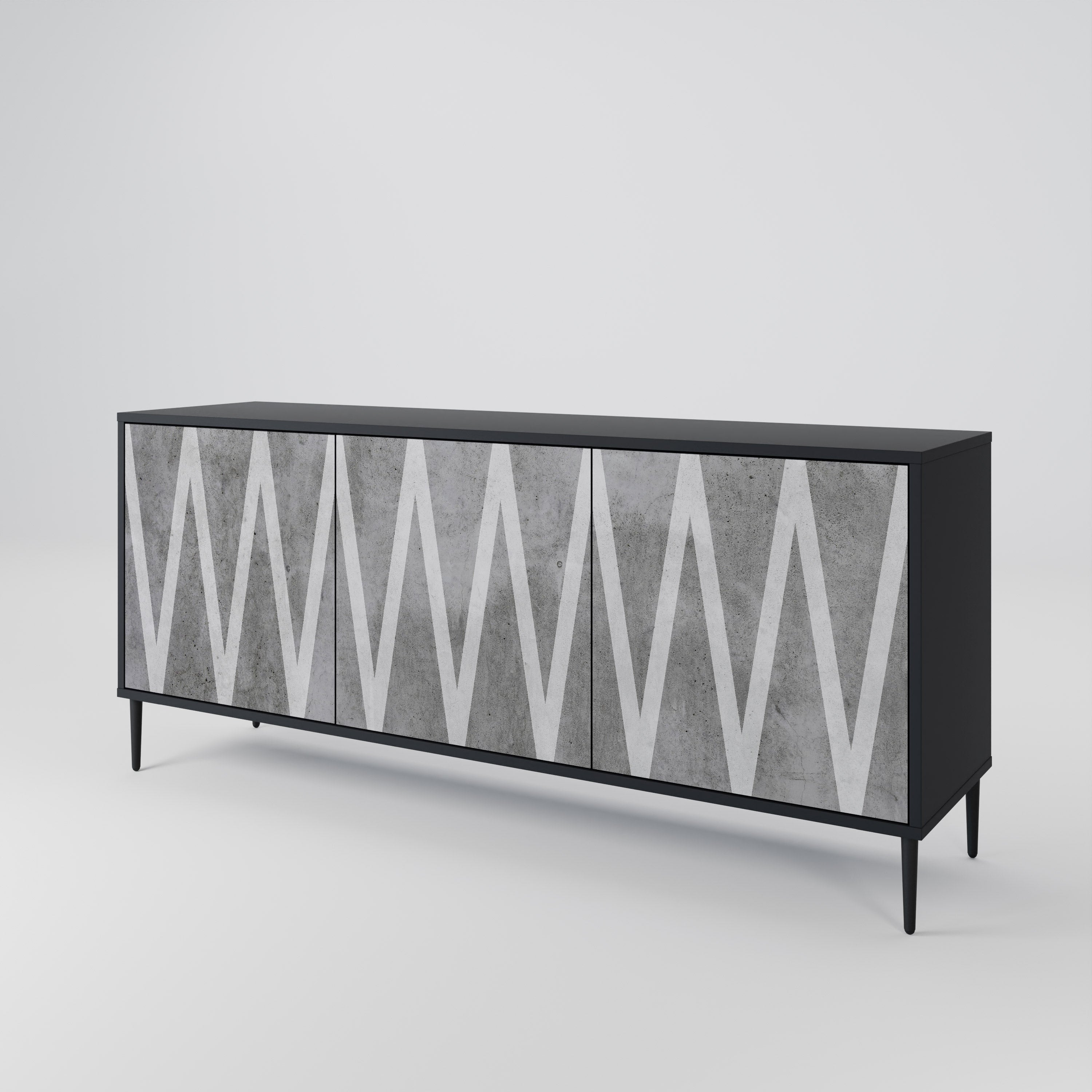 Buffet 3 portes SOLID ZIG ZAG finition noire
