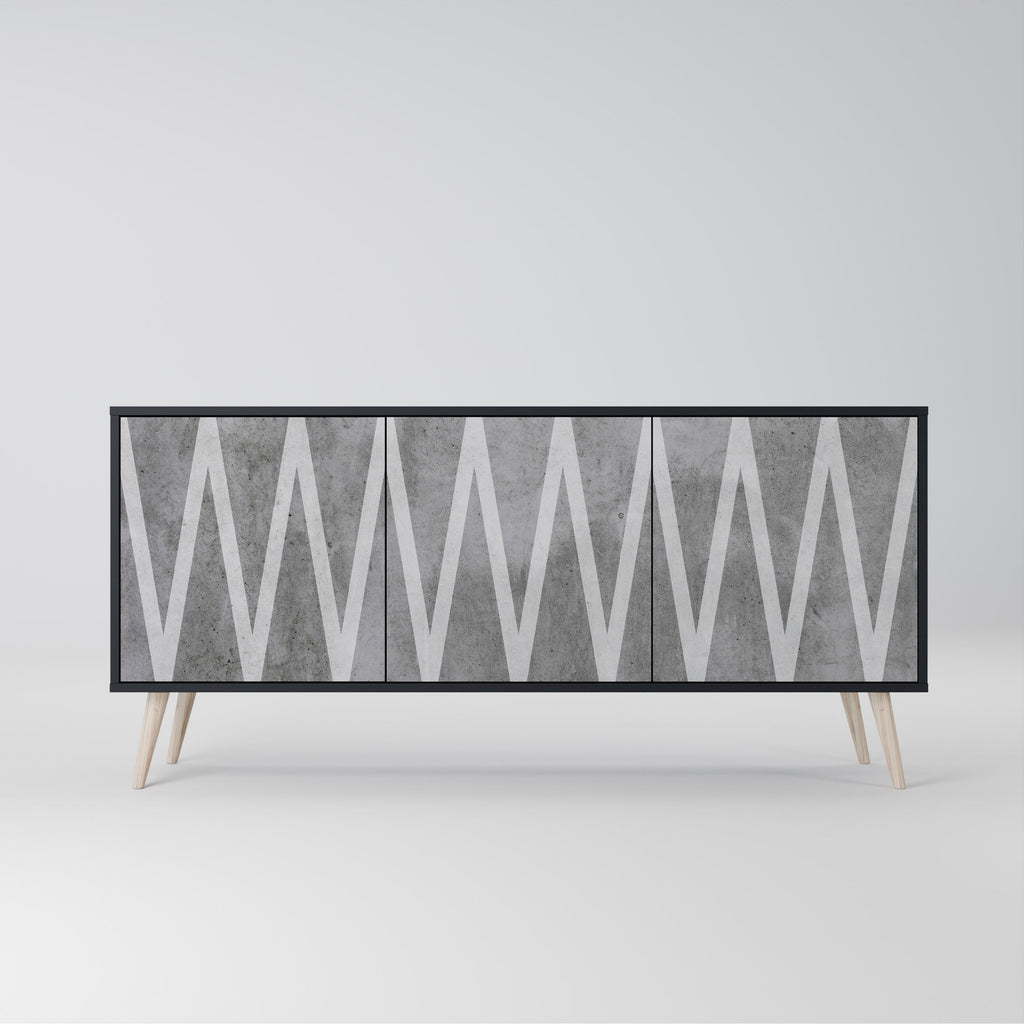 Buffet 3 portes SOLID ZIG ZAG finition noire