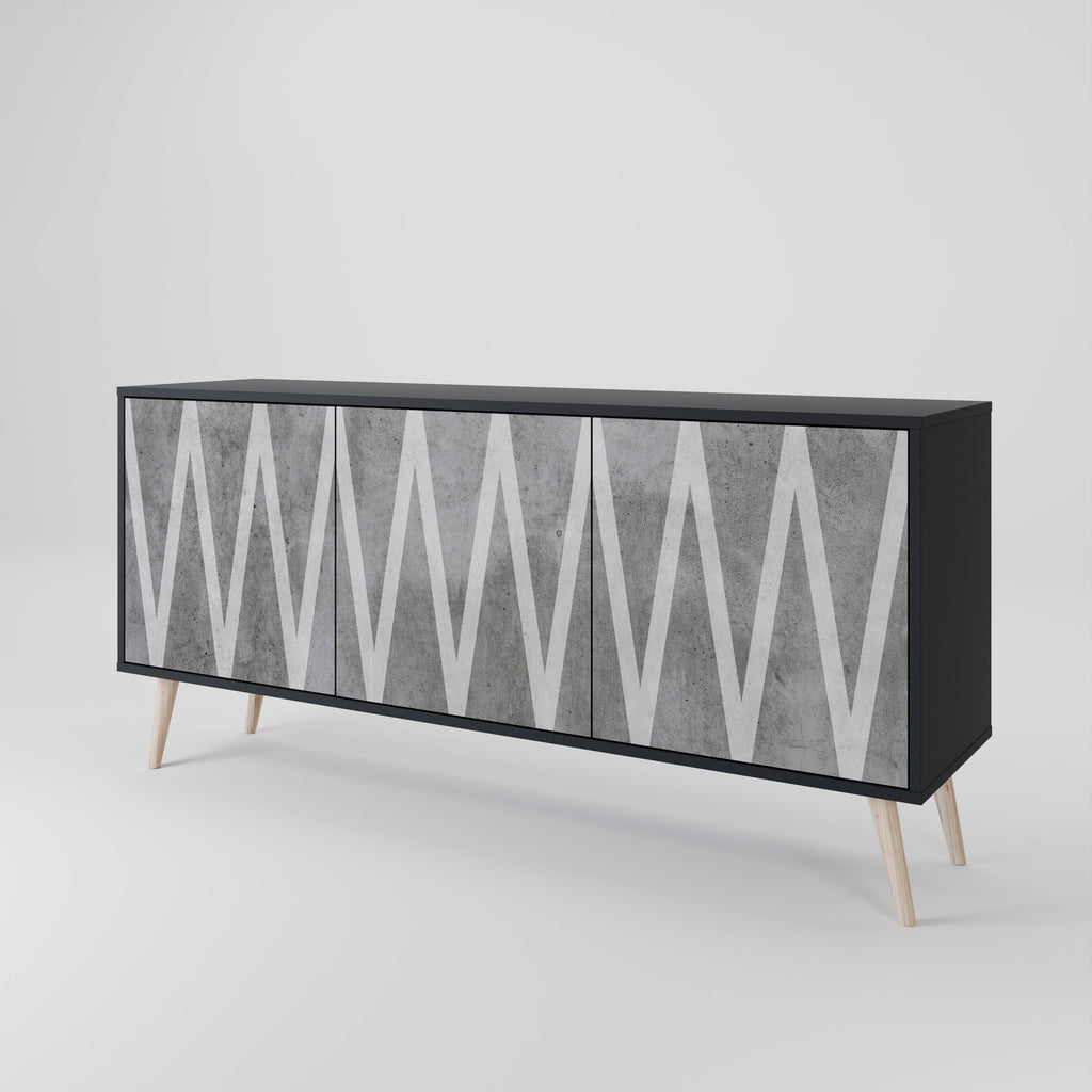 Buffet 3 portes SOLID ZIG ZAG finition noire