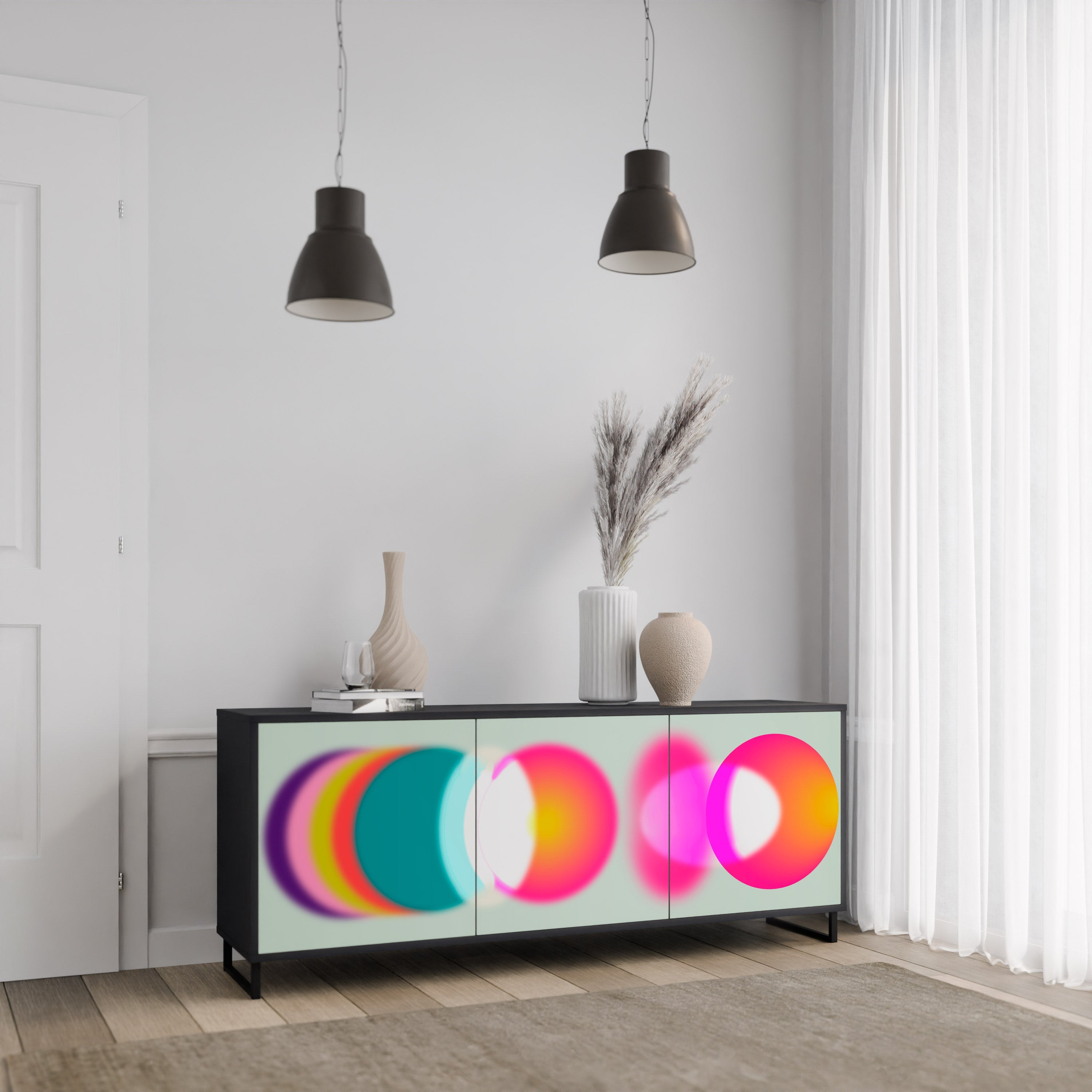 Buffet 3 portes SYMPHONY OF COLORS en finition noire