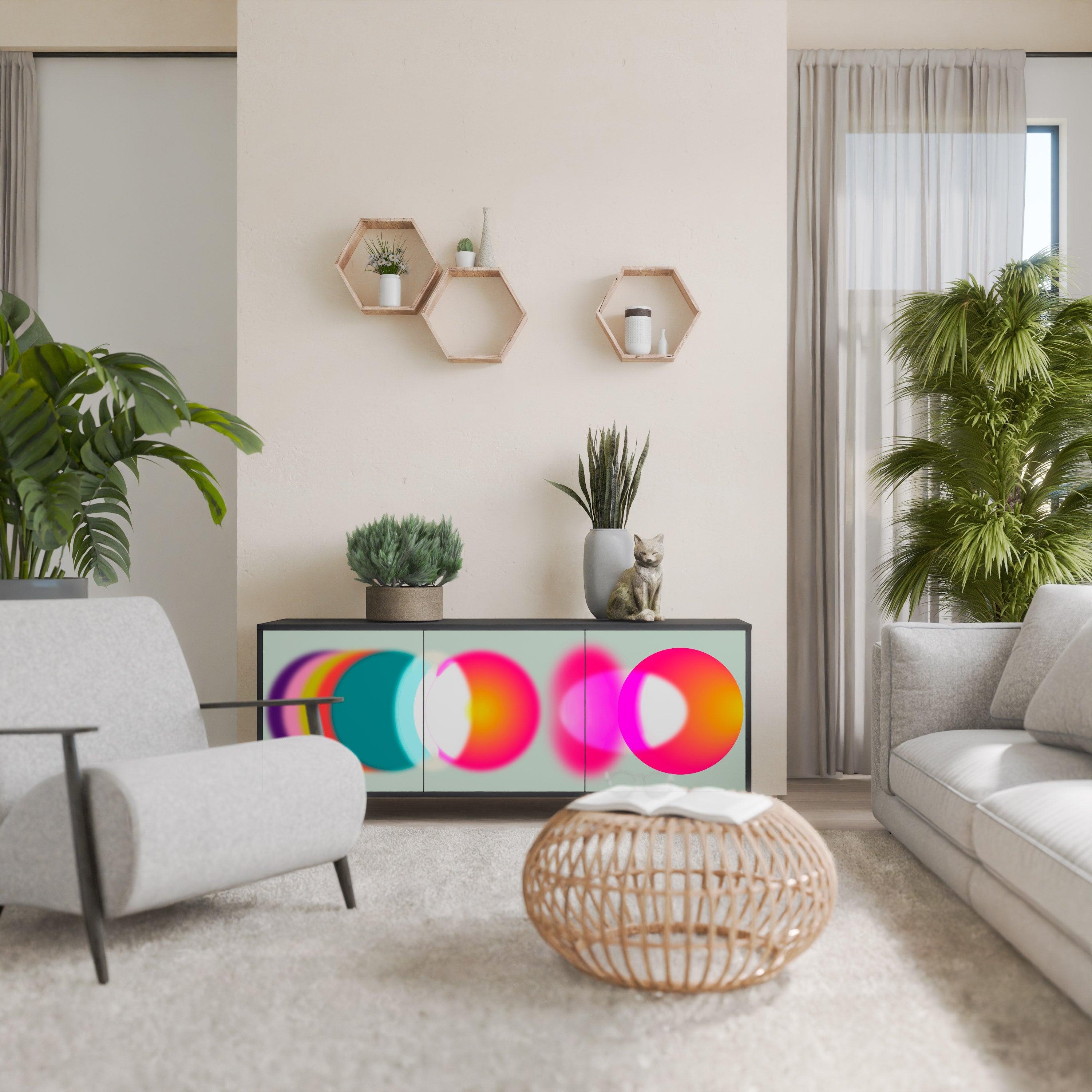 Buffet 3 portes SYMPHONY OF COLORS en finition noire