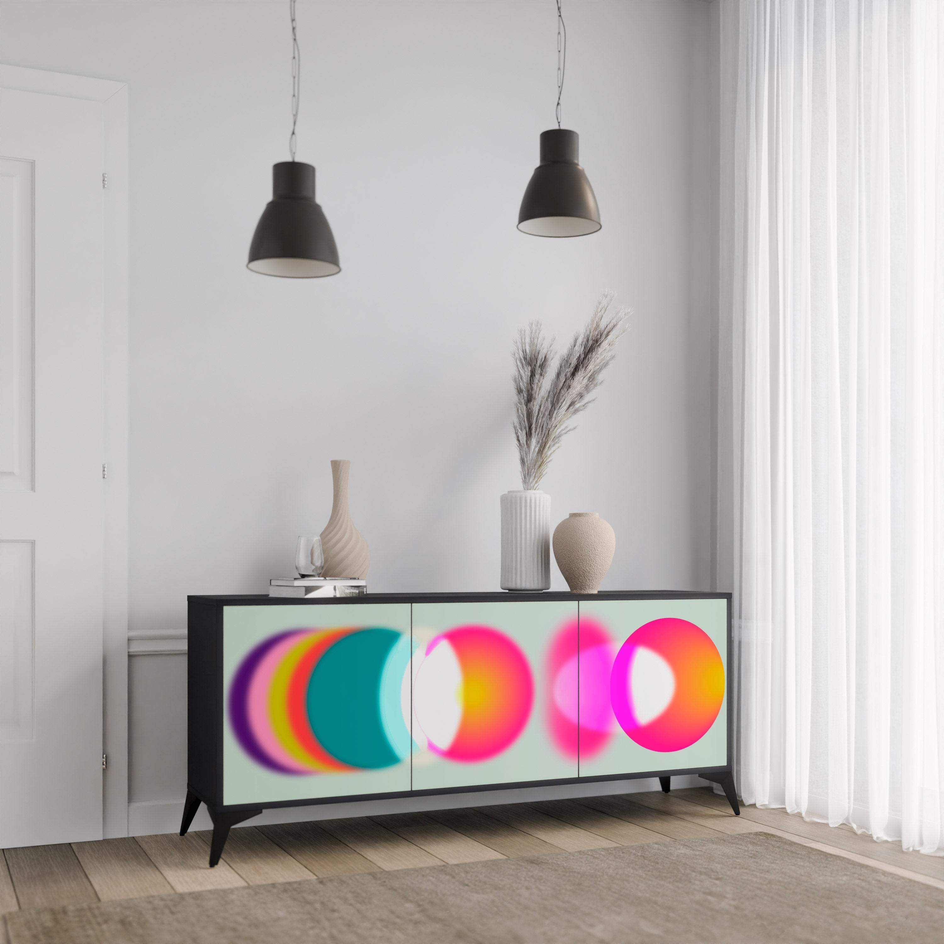 Buffet 3 portes SYMPHONY OF COLORS en finition noire