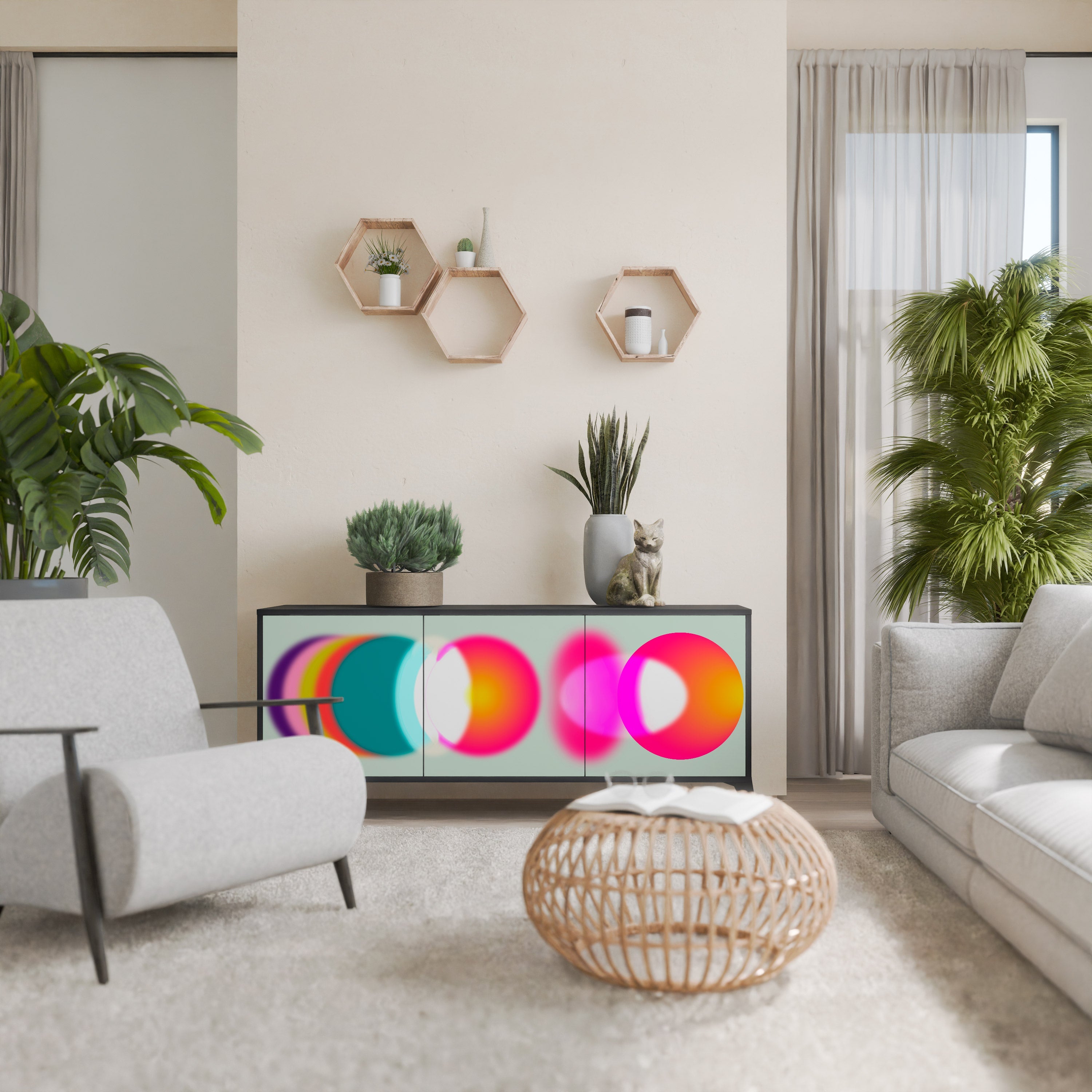 Buffet 3 portes SYMPHONY OF COLORS en finition noire