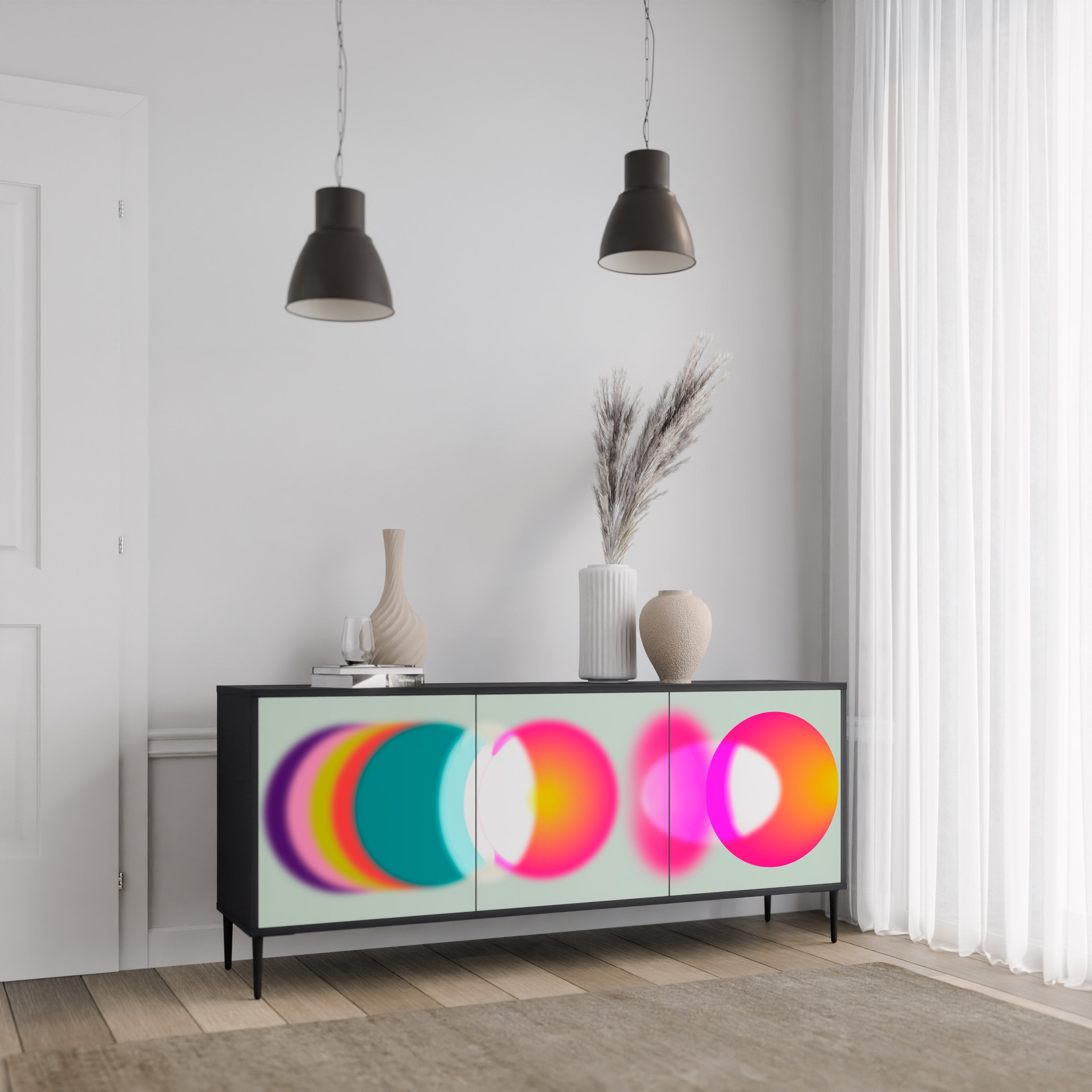 Buffet 3 portes SYMPHONY OF COLORS en finition noire
