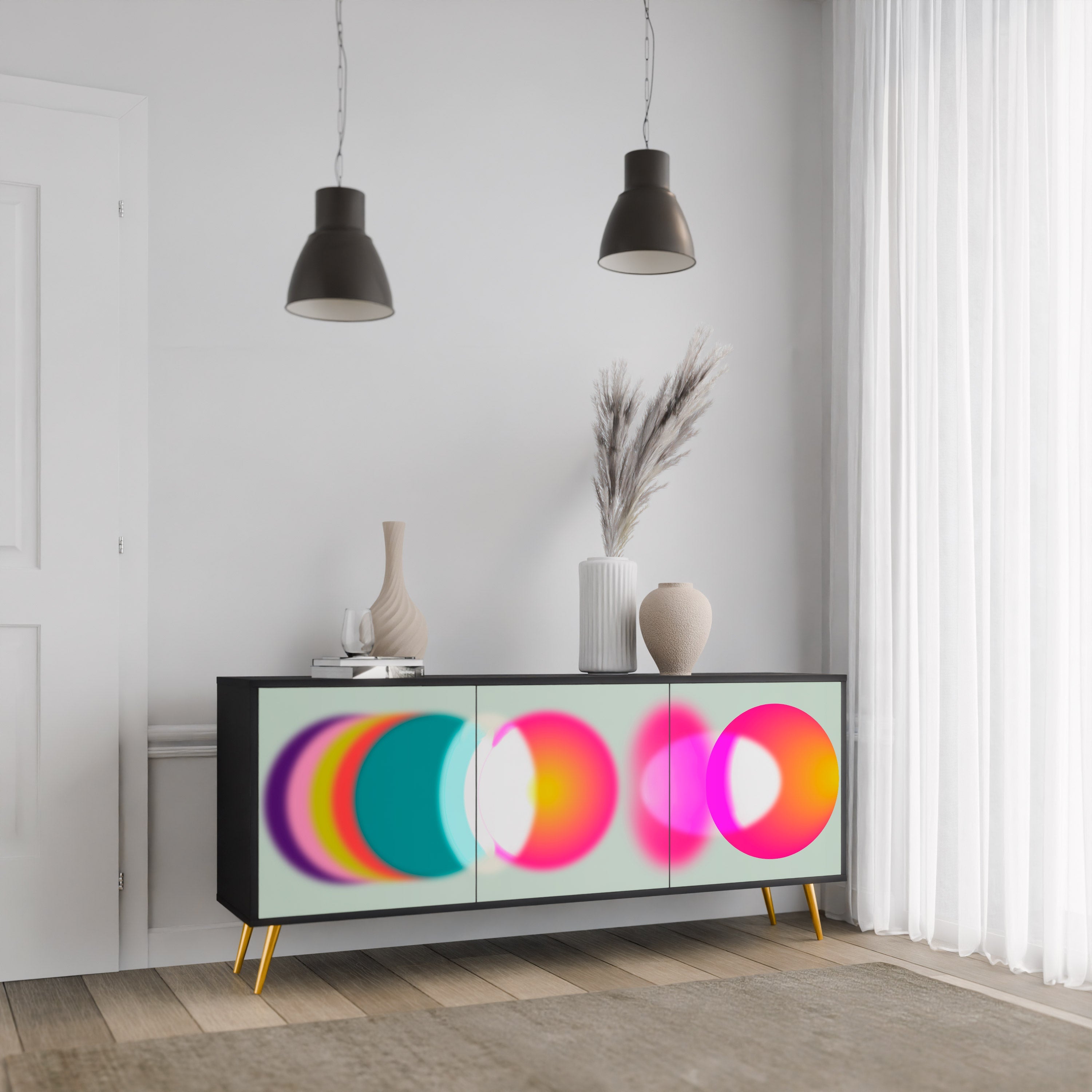 Buffet 3 portes SYMPHONY OF COLORS en finition noire