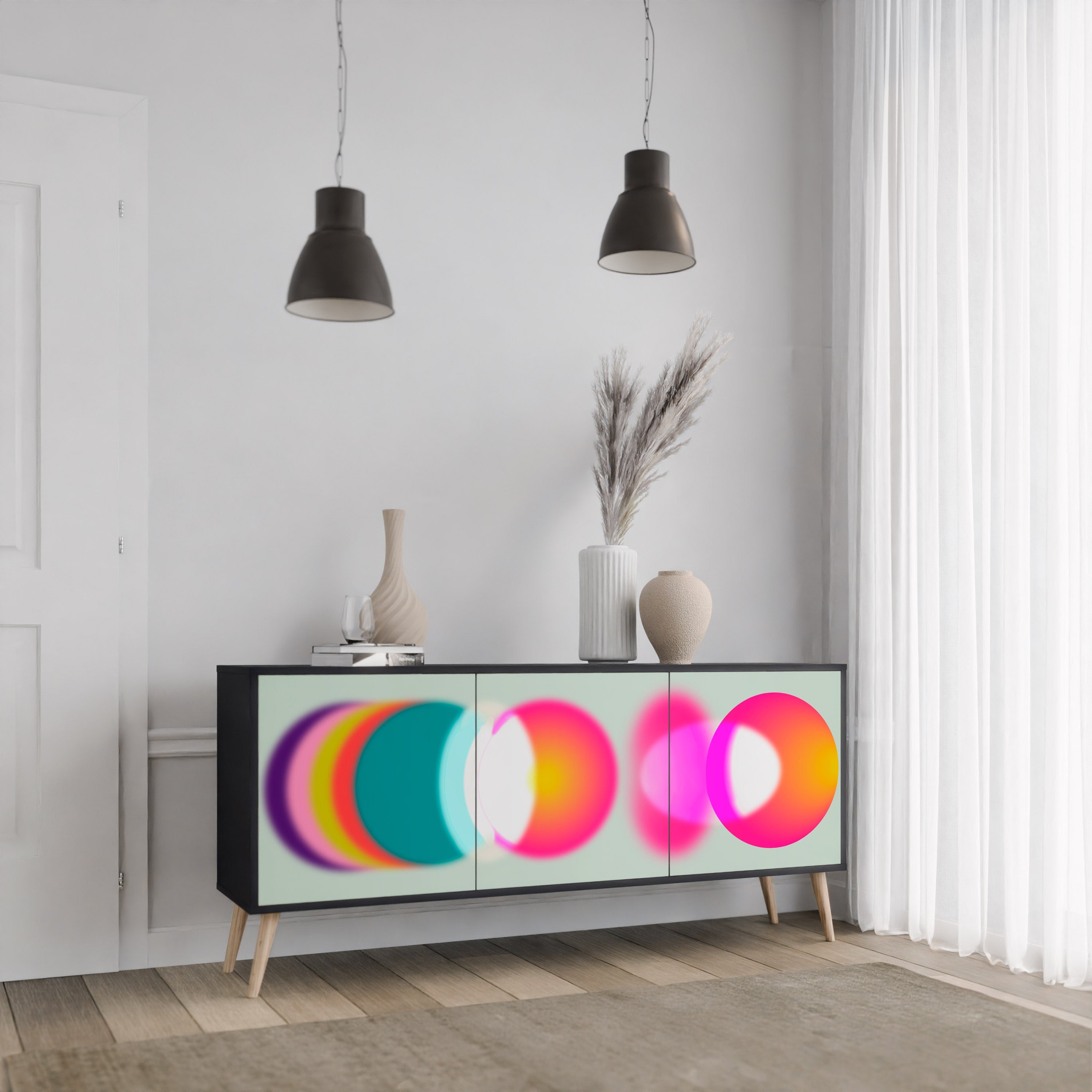 Buffet 3 portes SYMPHONY OF COLORS en finition noire