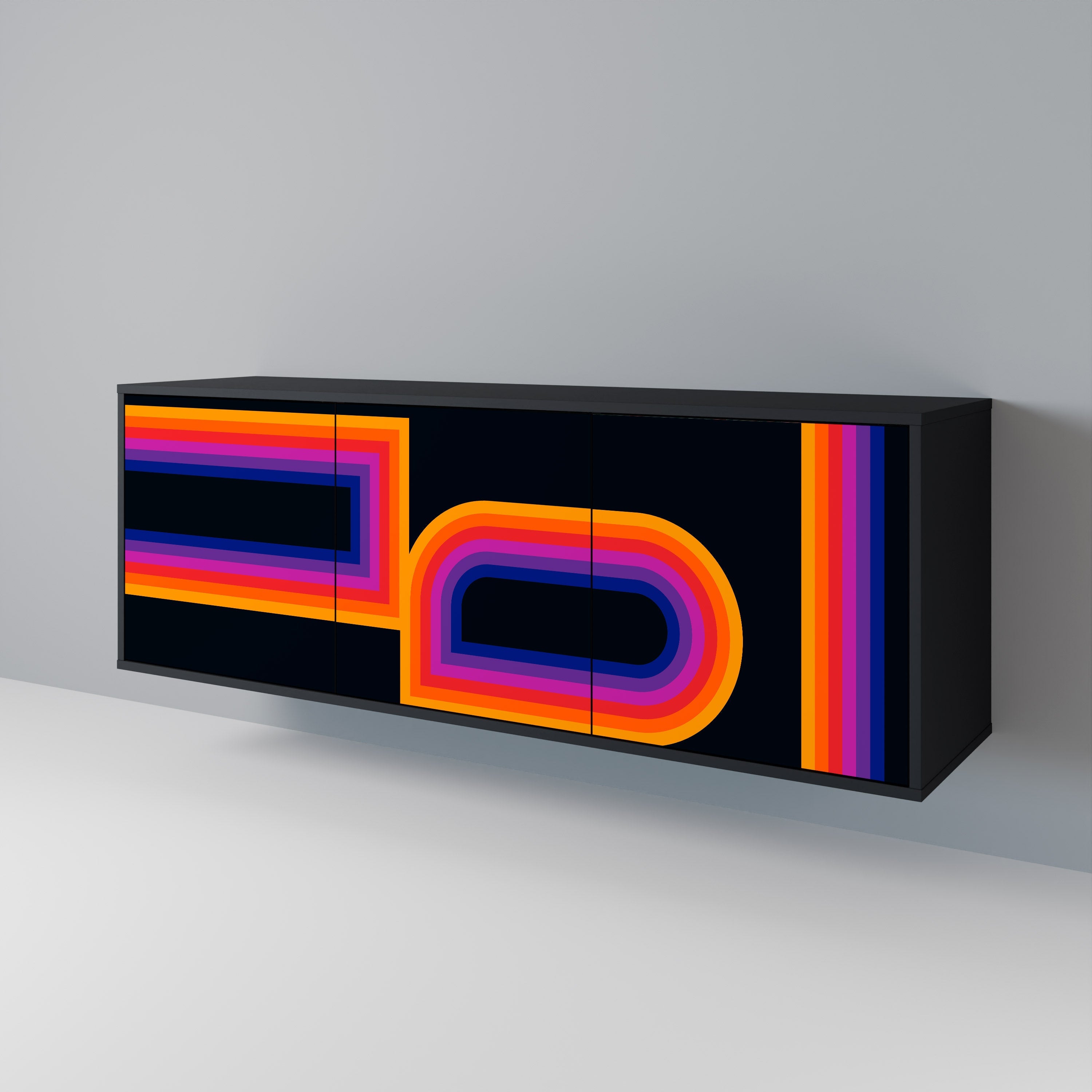 Buffet 3 portes BLINDED BY THE LIGHTS en finition noire