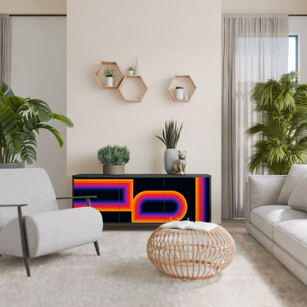 Buffet 3 portes BLINDED BY THE LIGHTS en finition noire