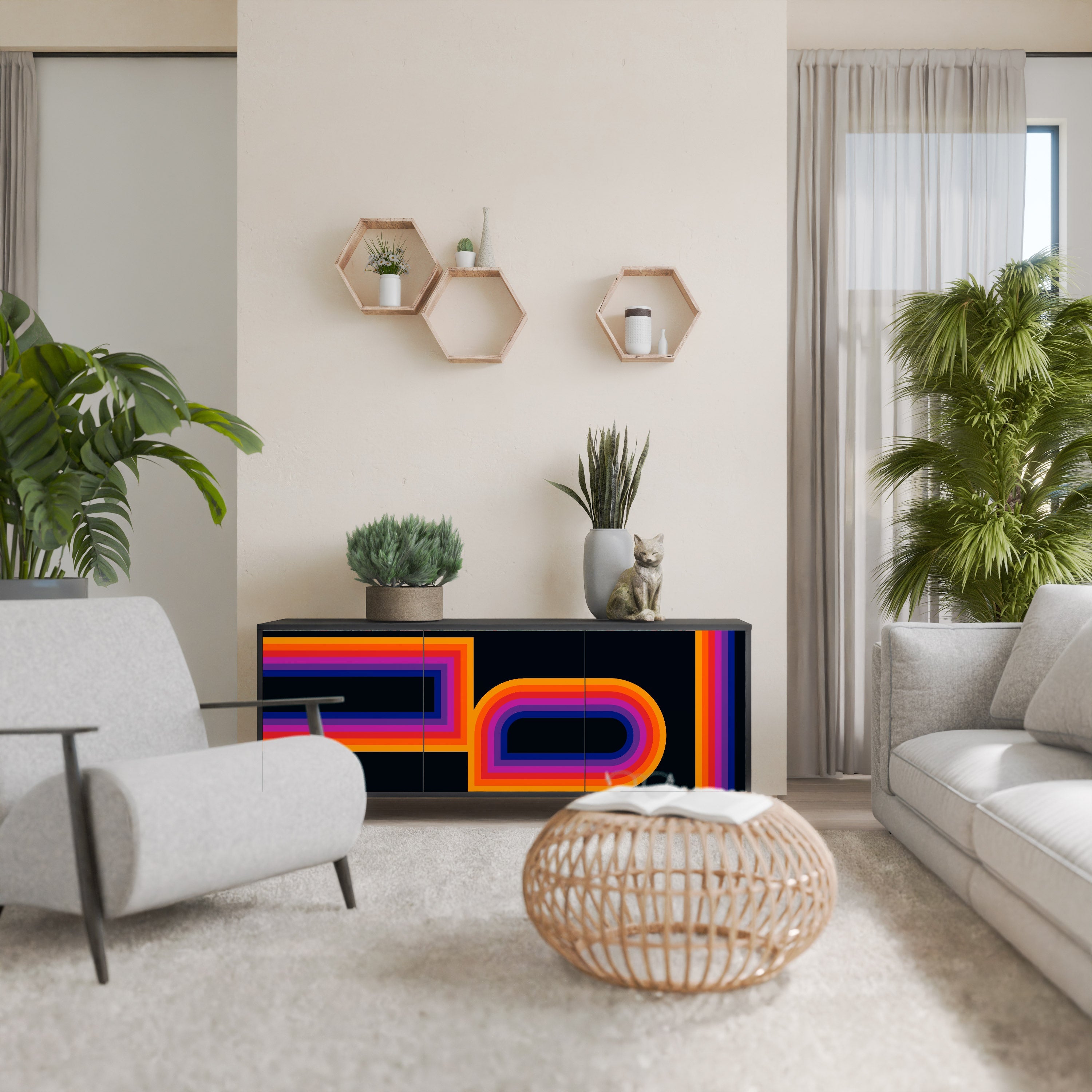 Buffet 3 portes BLINDED BY THE LIGHTS en finition noire