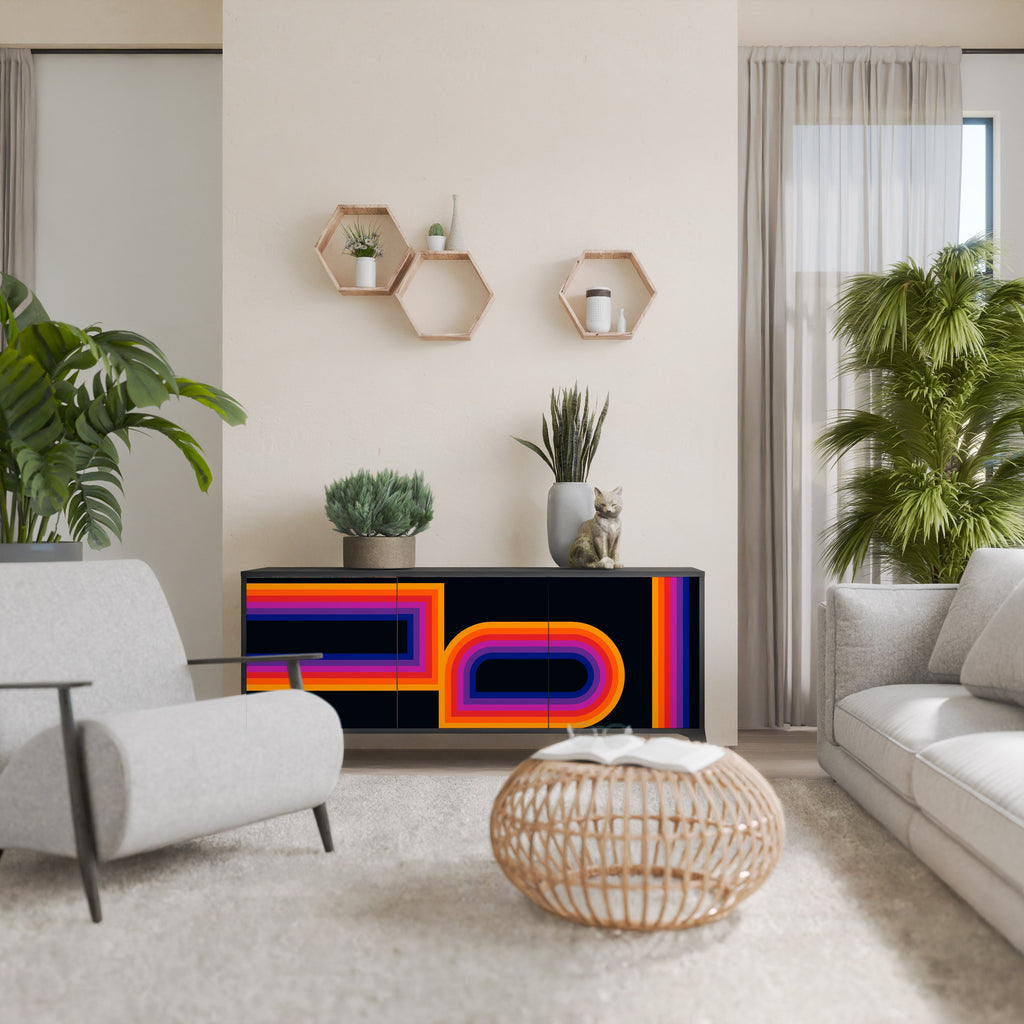 Buffet 3 portes BLINDED BY THE LIGHTS en finition noire