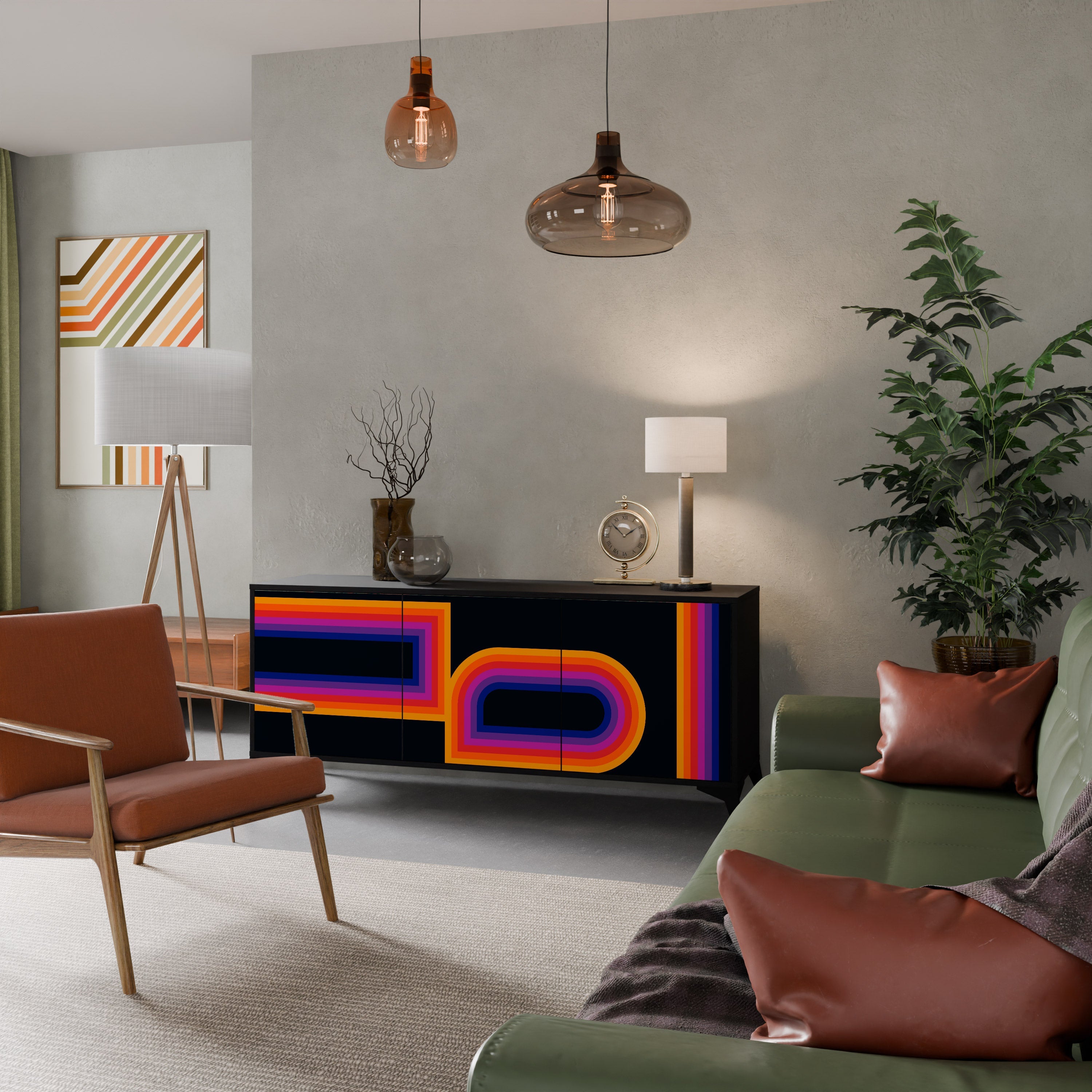 Buffet 3 portes BLINDED BY THE LIGHTS en finition noire