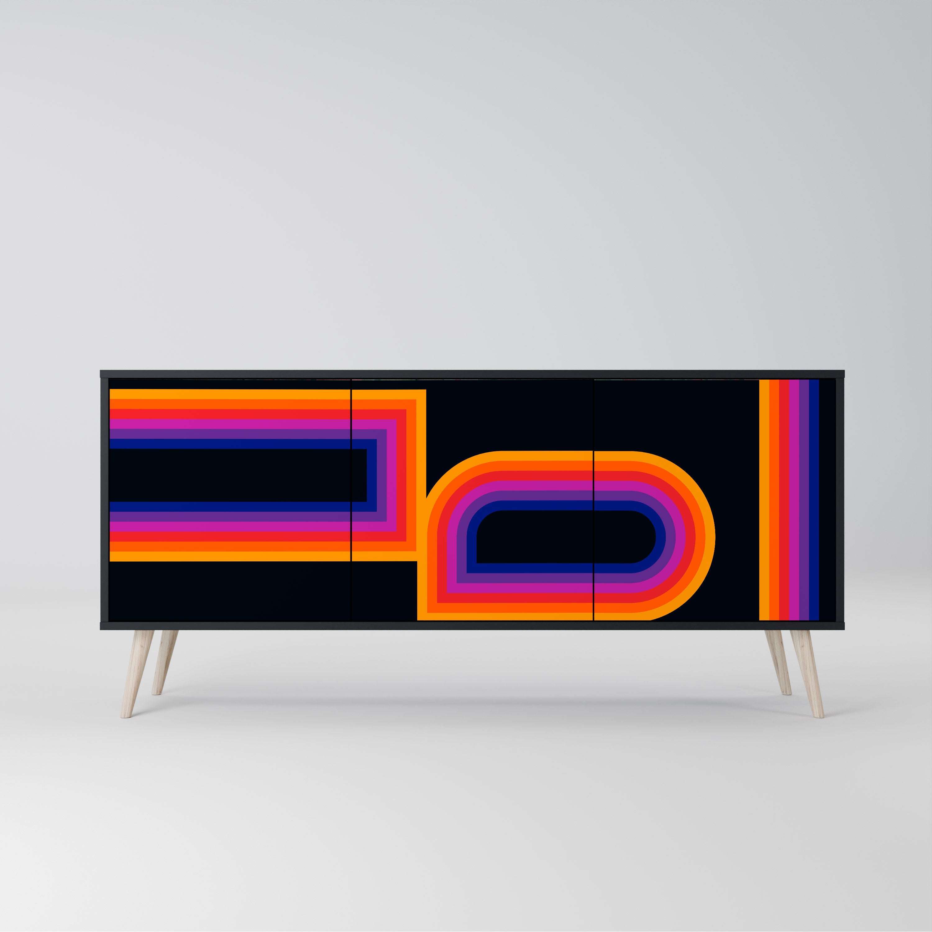 Buffet 3 portes BLINDED BY THE LIGHTS en finition noire