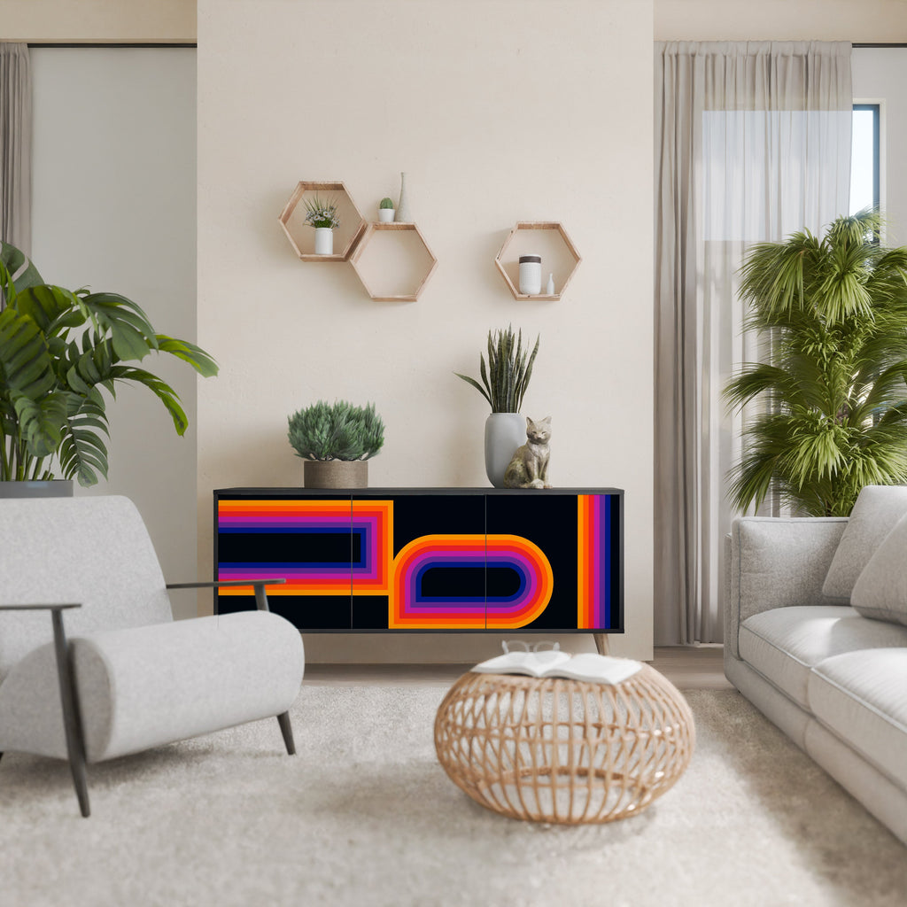 Buffet 3 portes BLINDED BY THE LIGHTS en finition noire