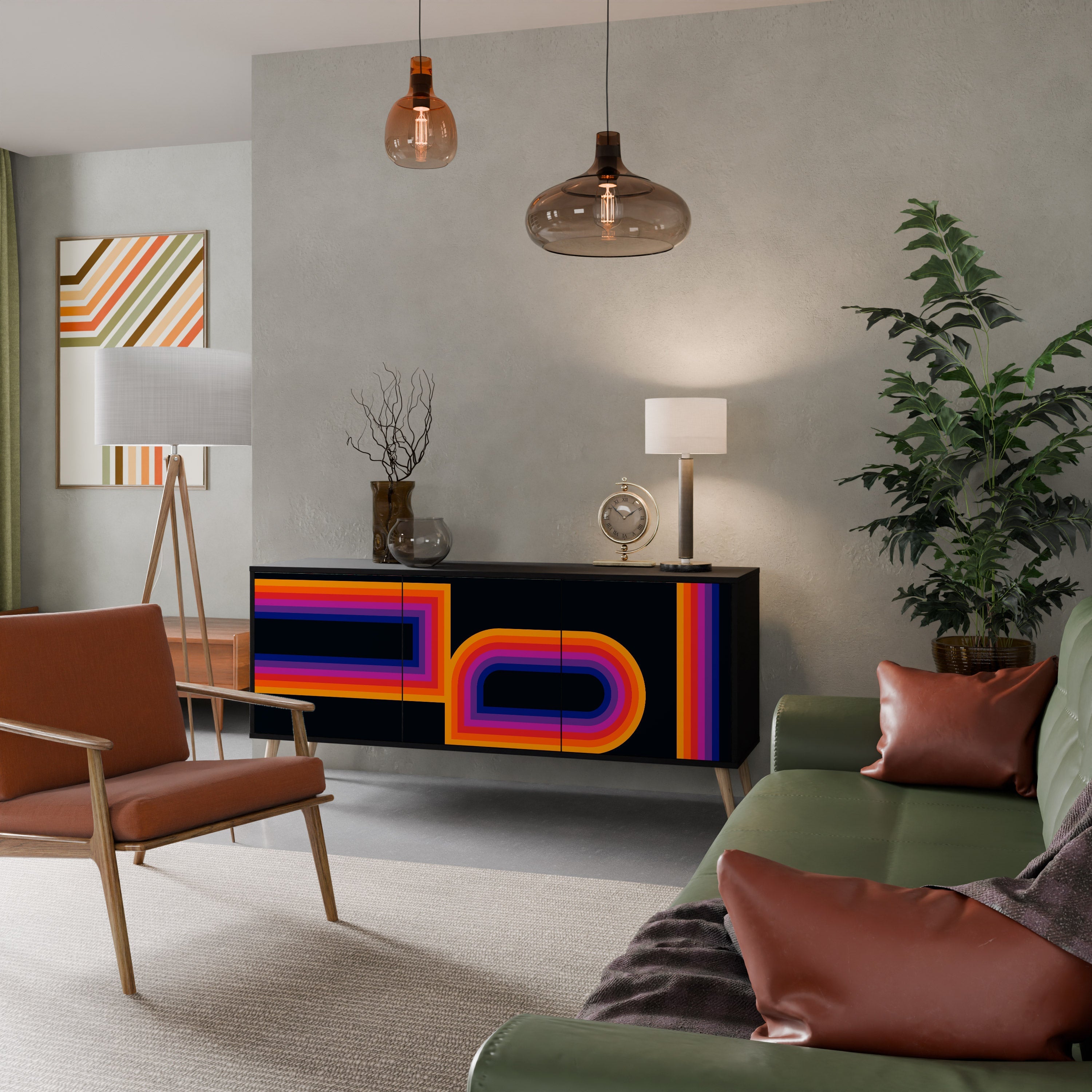 Buffet 3 portes BLINDED BY THE LIGHTS en finition noire