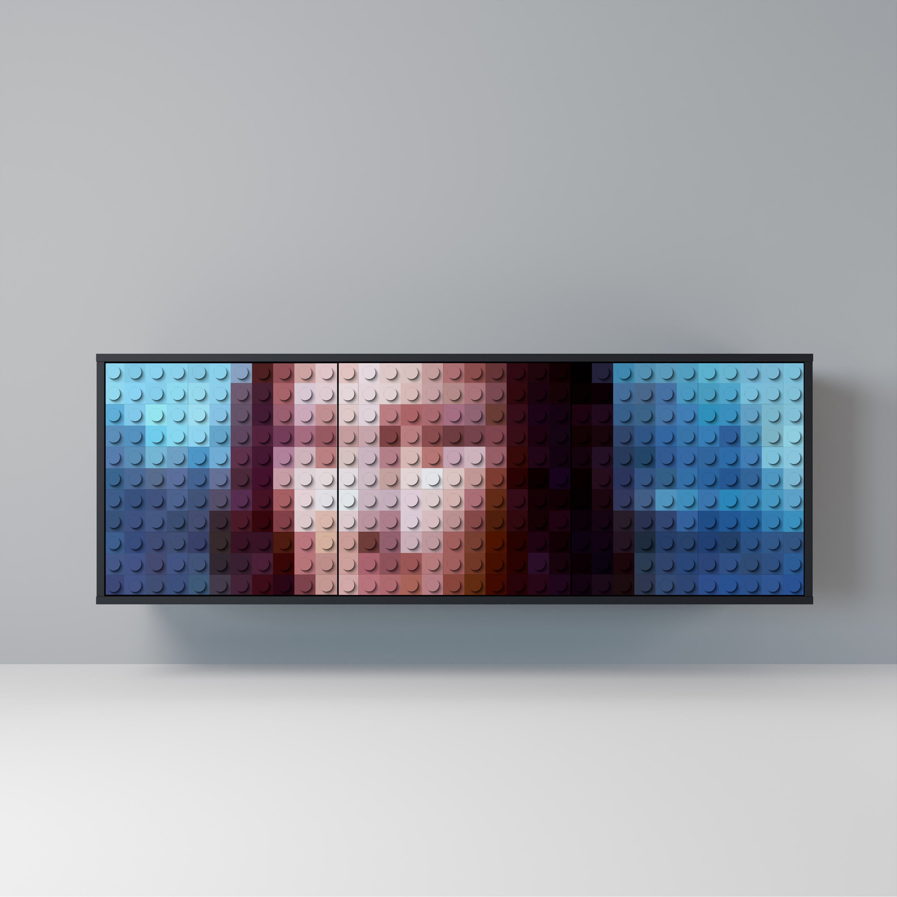 Buffet 3 portes CONSTRUCTIVE ART en finition noire