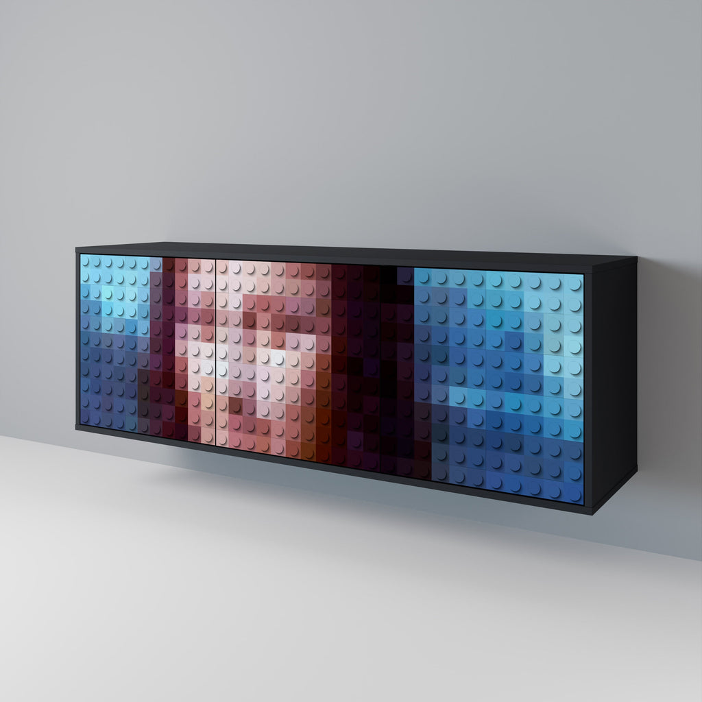 Buffet 3 portes CONSTRUCTIVE ART en finition noire