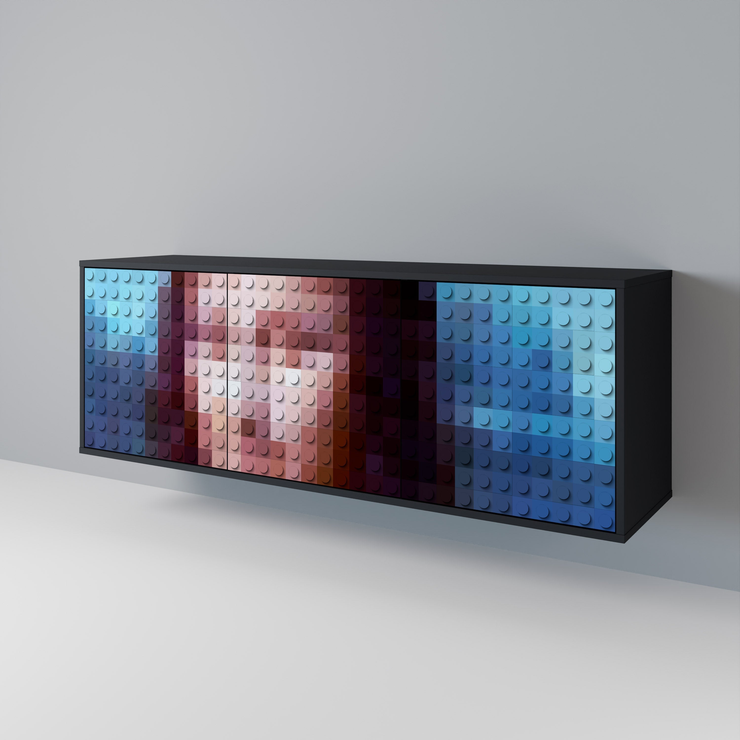 Buffet 3 portes CONSTRUCTIVE ART en finition noire