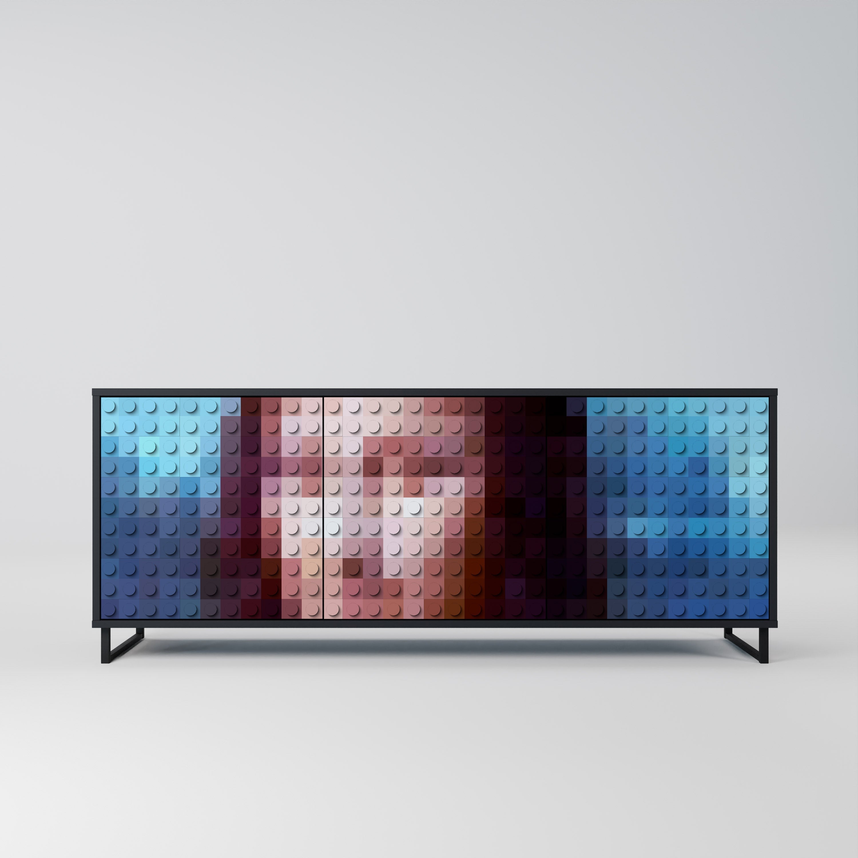 Buffet 3 portes CONSTRUCTIVE ART en finition noire