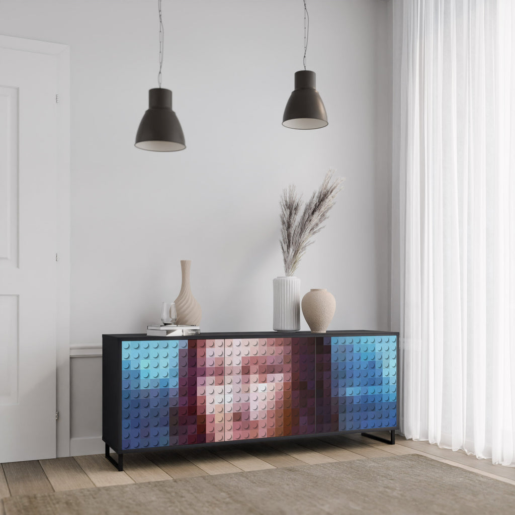 Buffet 3 portes CONSTRUCTIVE ART en finition noire