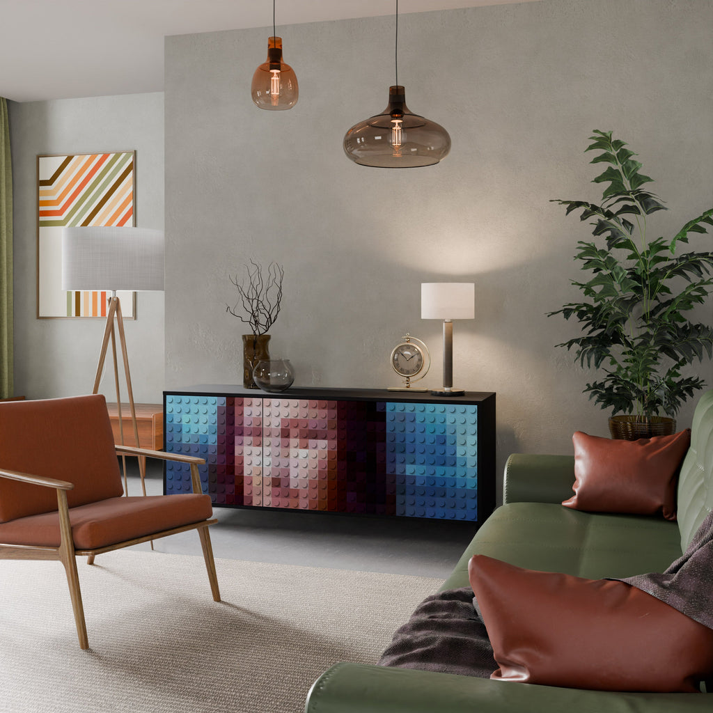 Buffet 3 portes CONSTRUCTIVE ART en finition noire