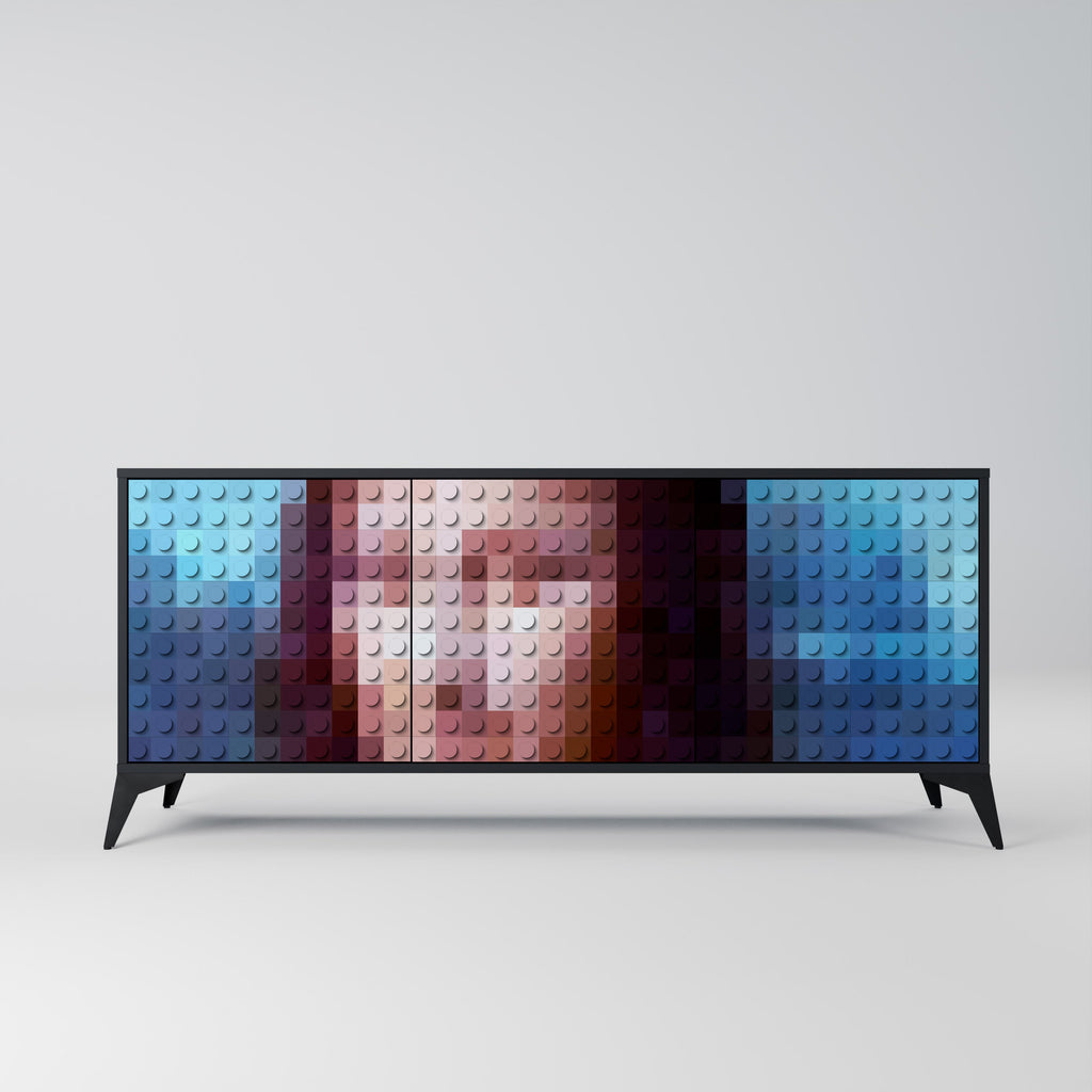 Buffet 3 portes CONSTRUCTIVE ART en finition noire