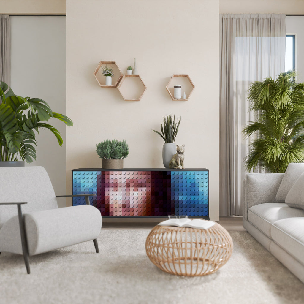 Buffet 3 portes CONSTRUCTIVE ART en finition noire